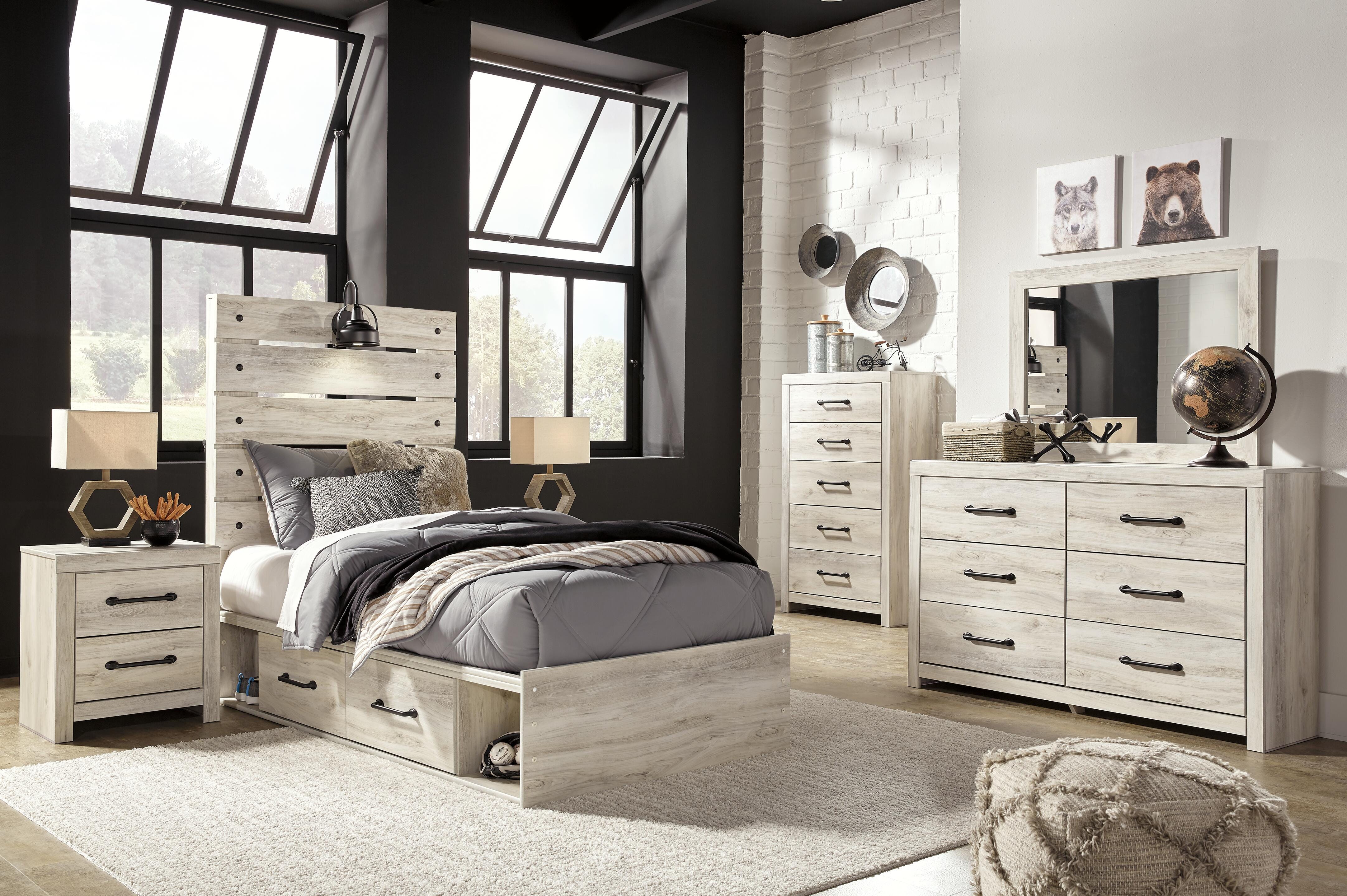 Cambeck Panel Bed with 4 Storage Drawers