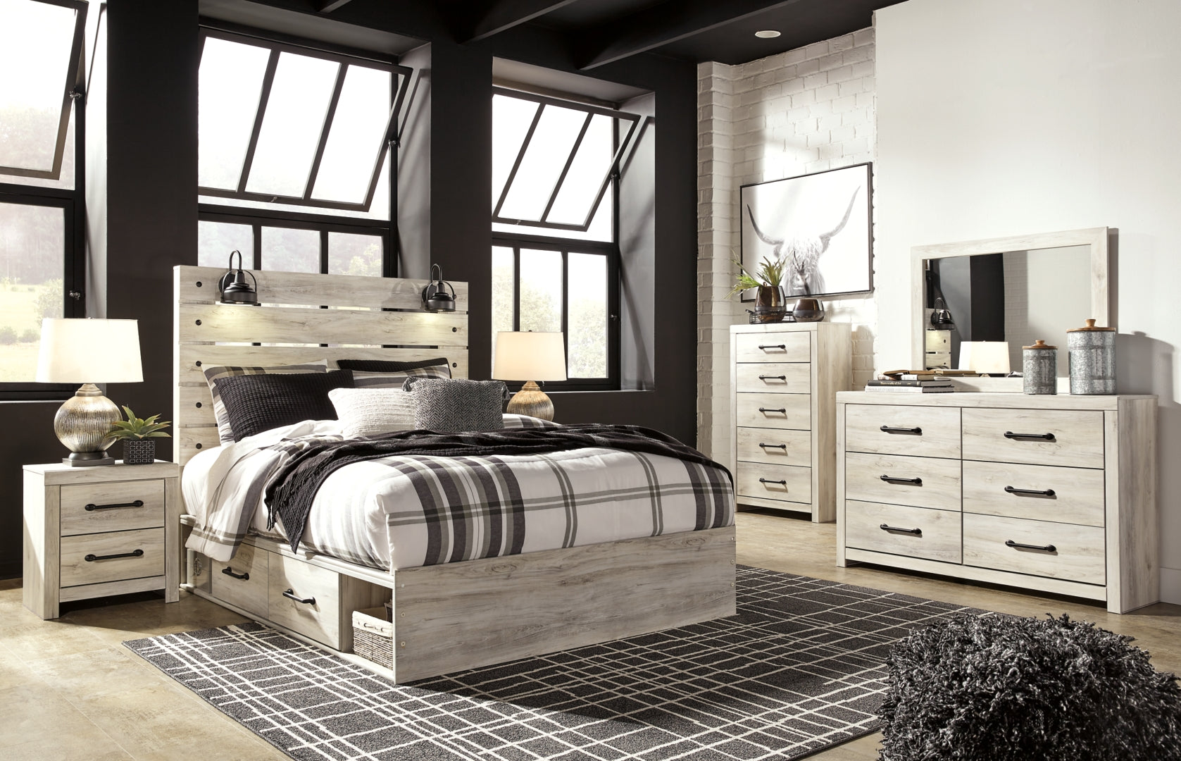 Cambeck Panel Bed with 2 Storage Drawers