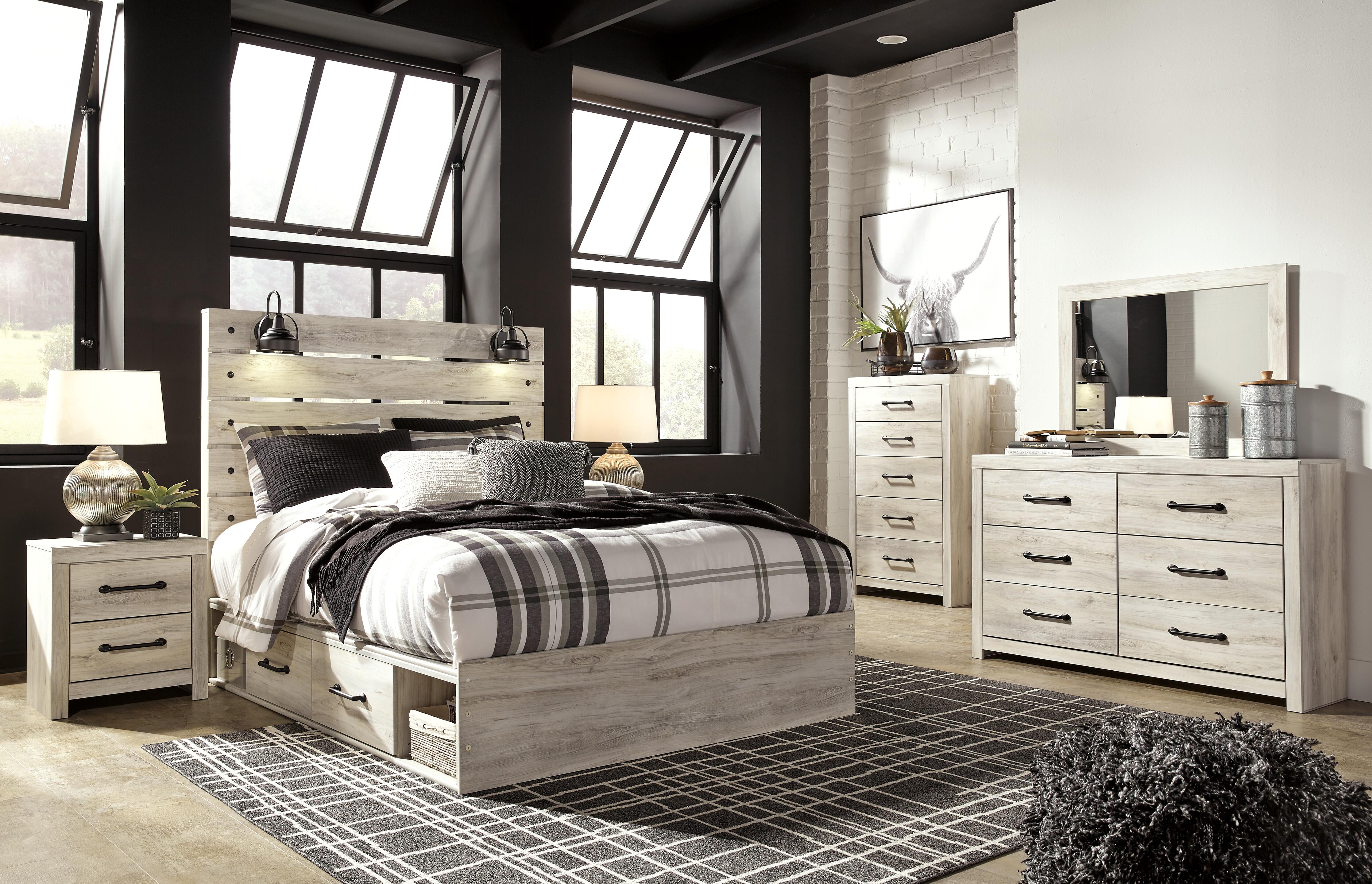 Cambeck Panel Bed with 4 Storage Drawers