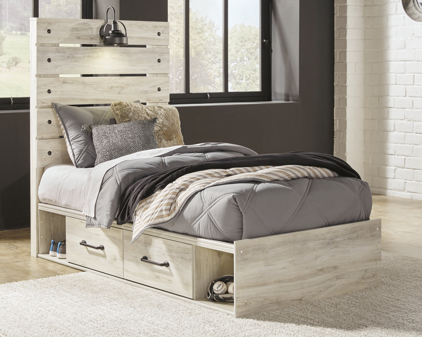 Cambeck Panel Bed with 2 Storage Drawers