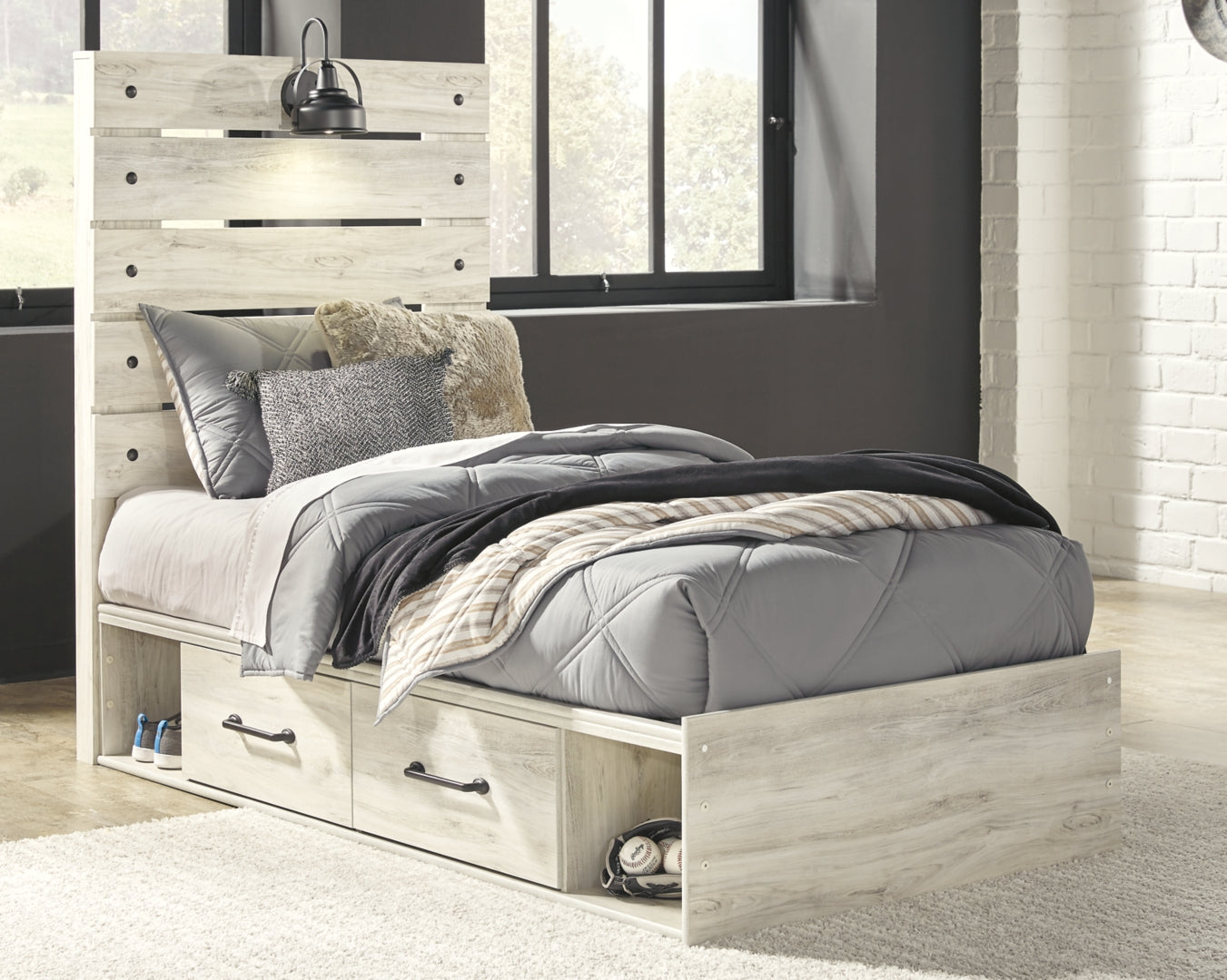 Cambeck Panel Bed with 2 Storage Drawers