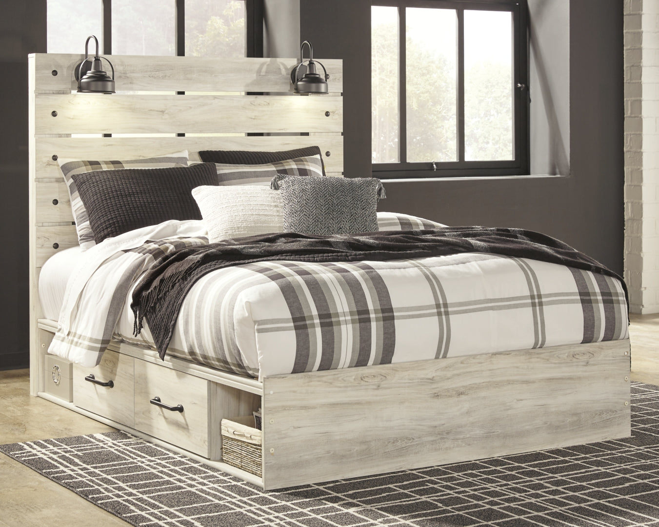 Cambeck Panel Bed with 2 Storage Drawers