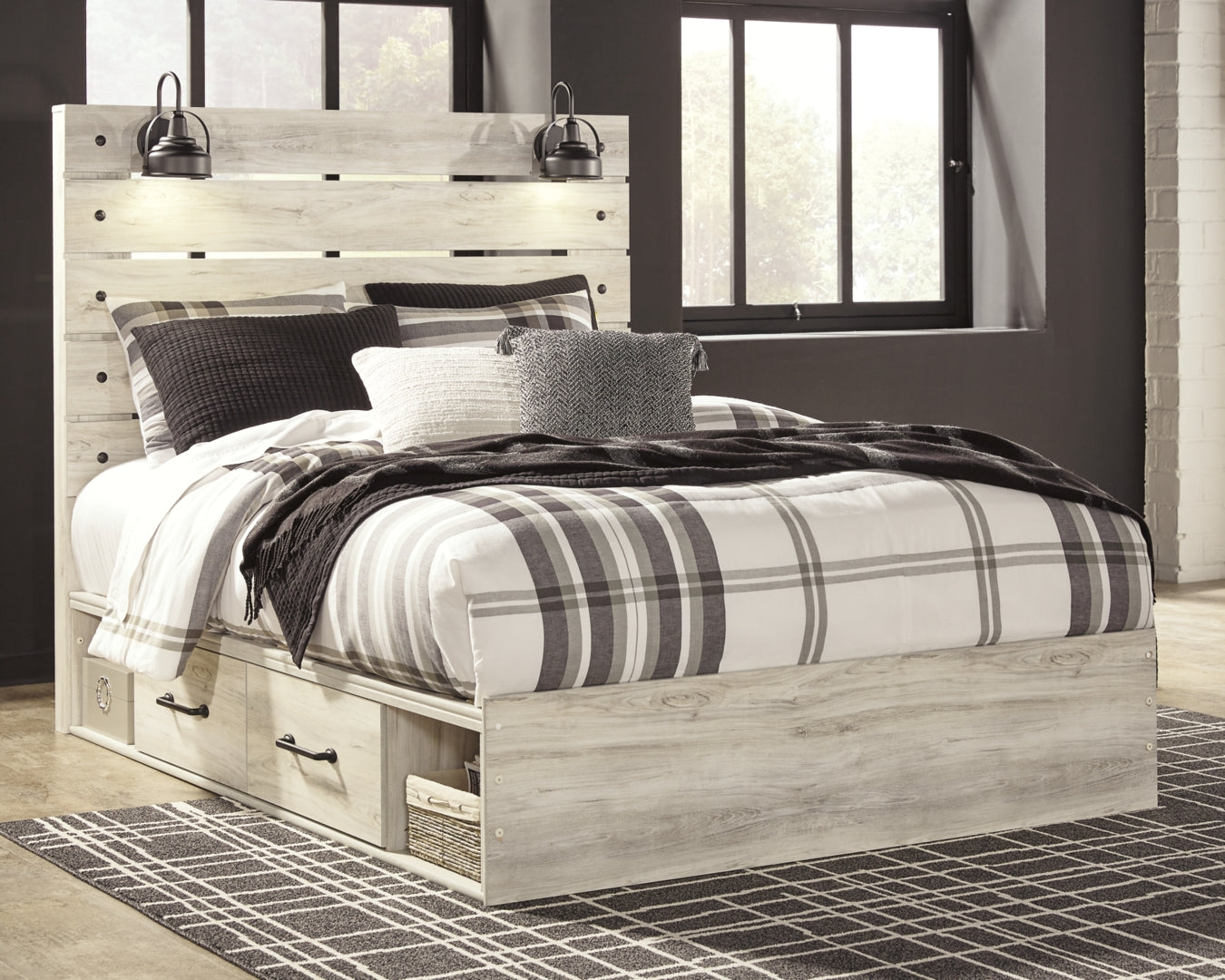 Cambeck Panel Bed with 2 Storage Drawers