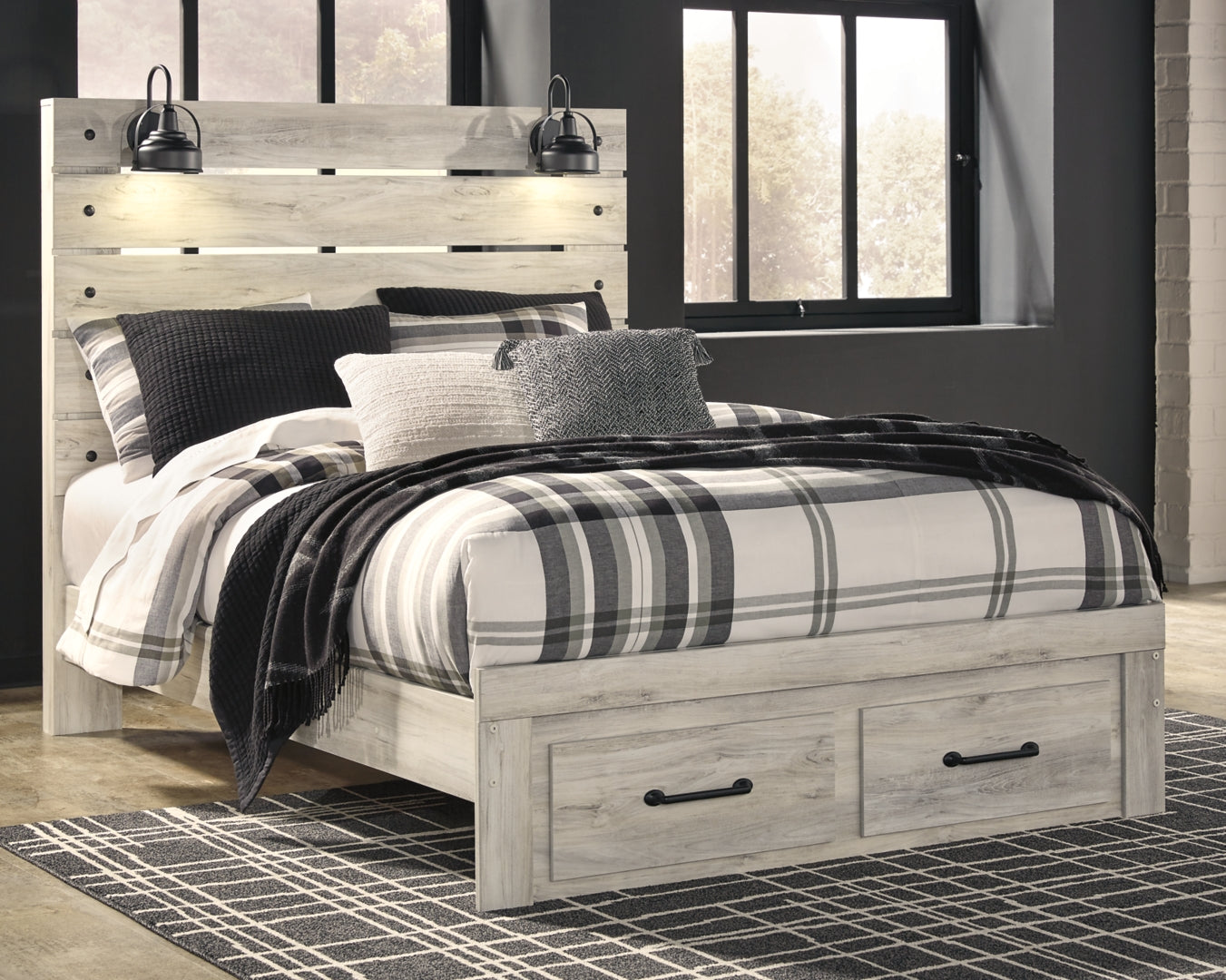 Cambeck Panel Bed with 2 Storage Drawers