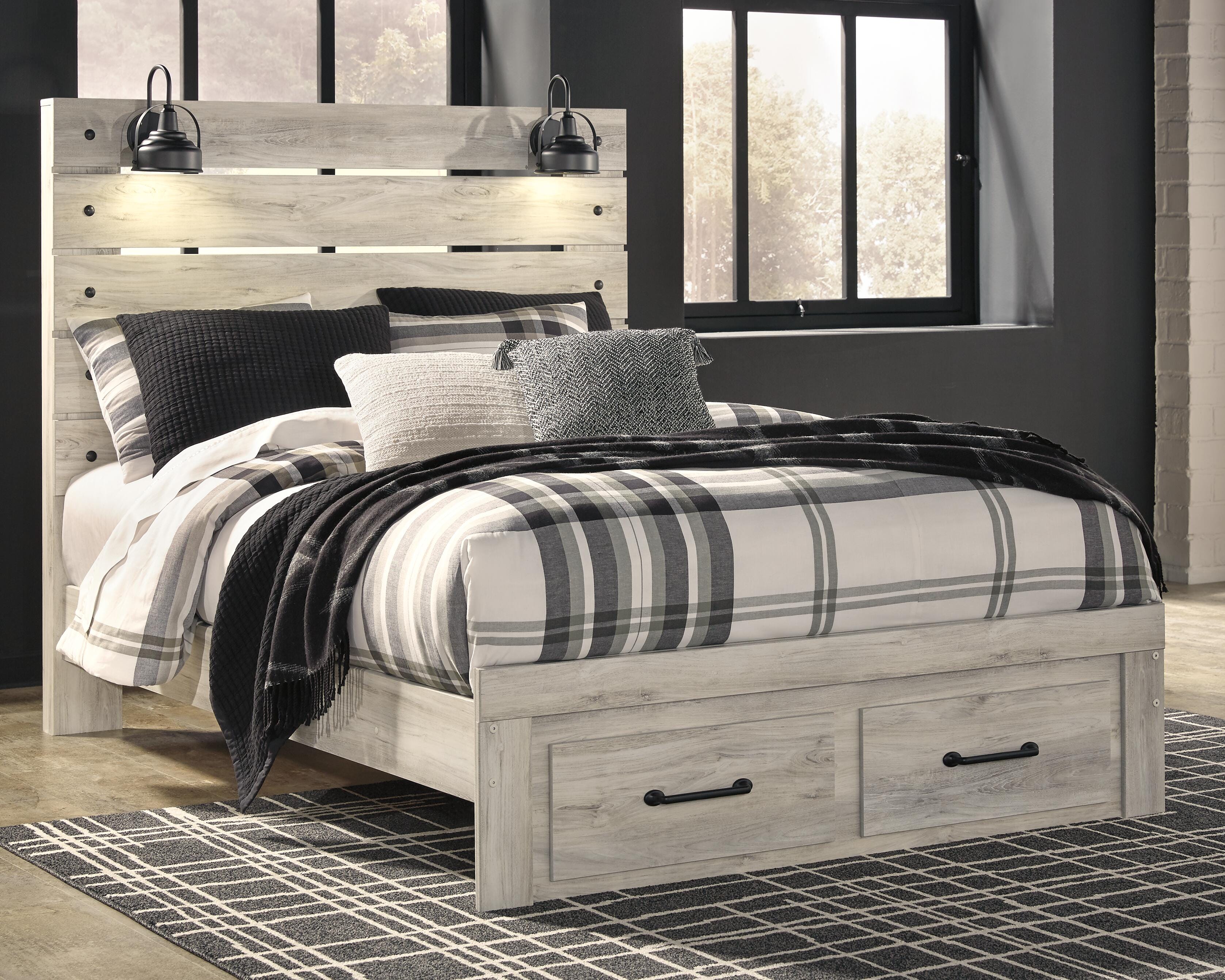 Cambeck Panel Bed with 2 Storage Drawers