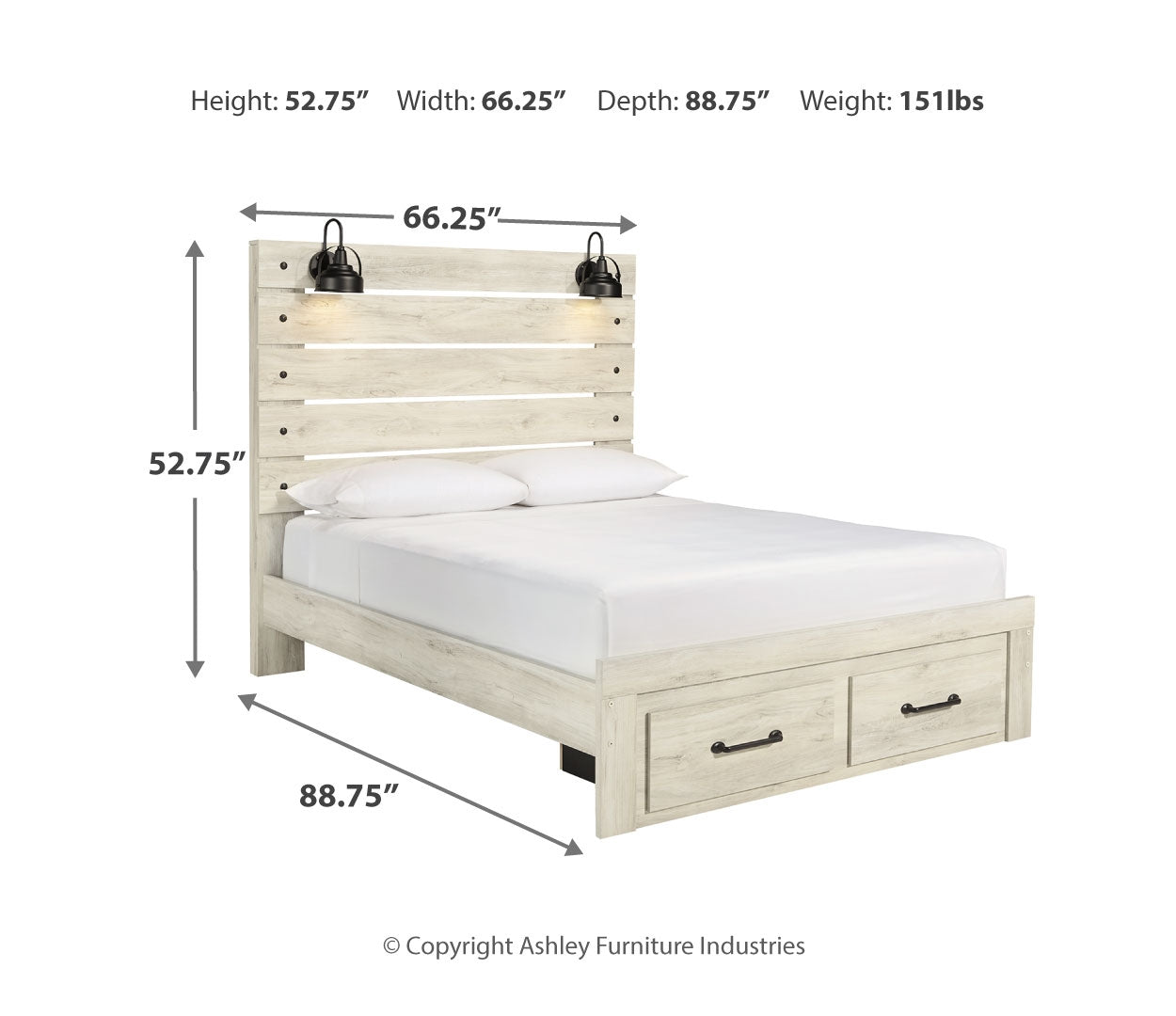 Cambeck Panel Bed with 2 Storage Drawers