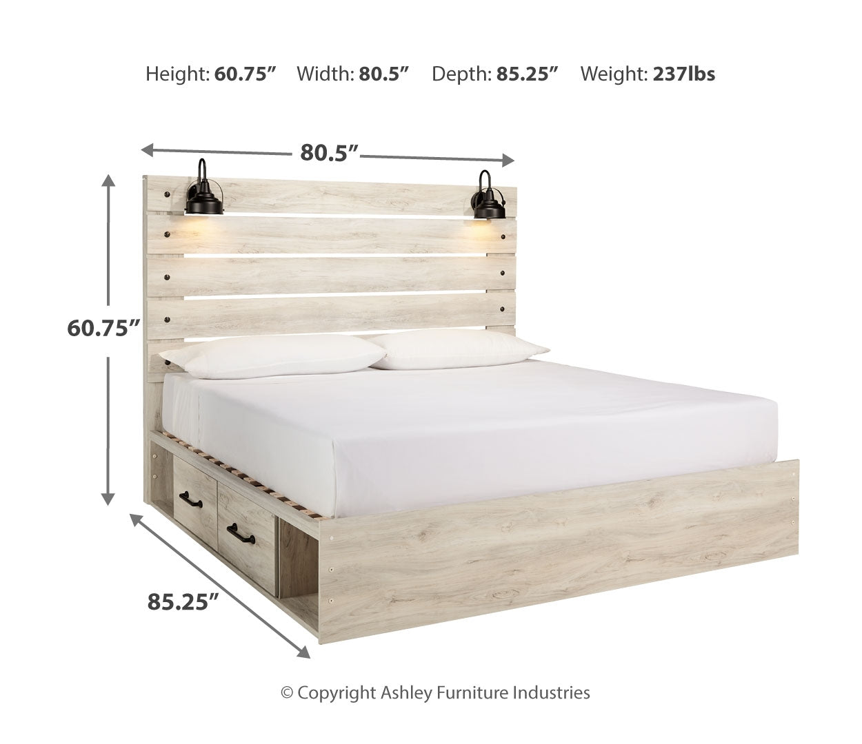 Cambeck Panel Bed with 2 Storage Drawers