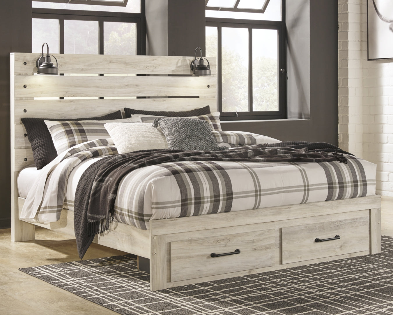 Cambeck Panel Bed with 2 Storage Drawers