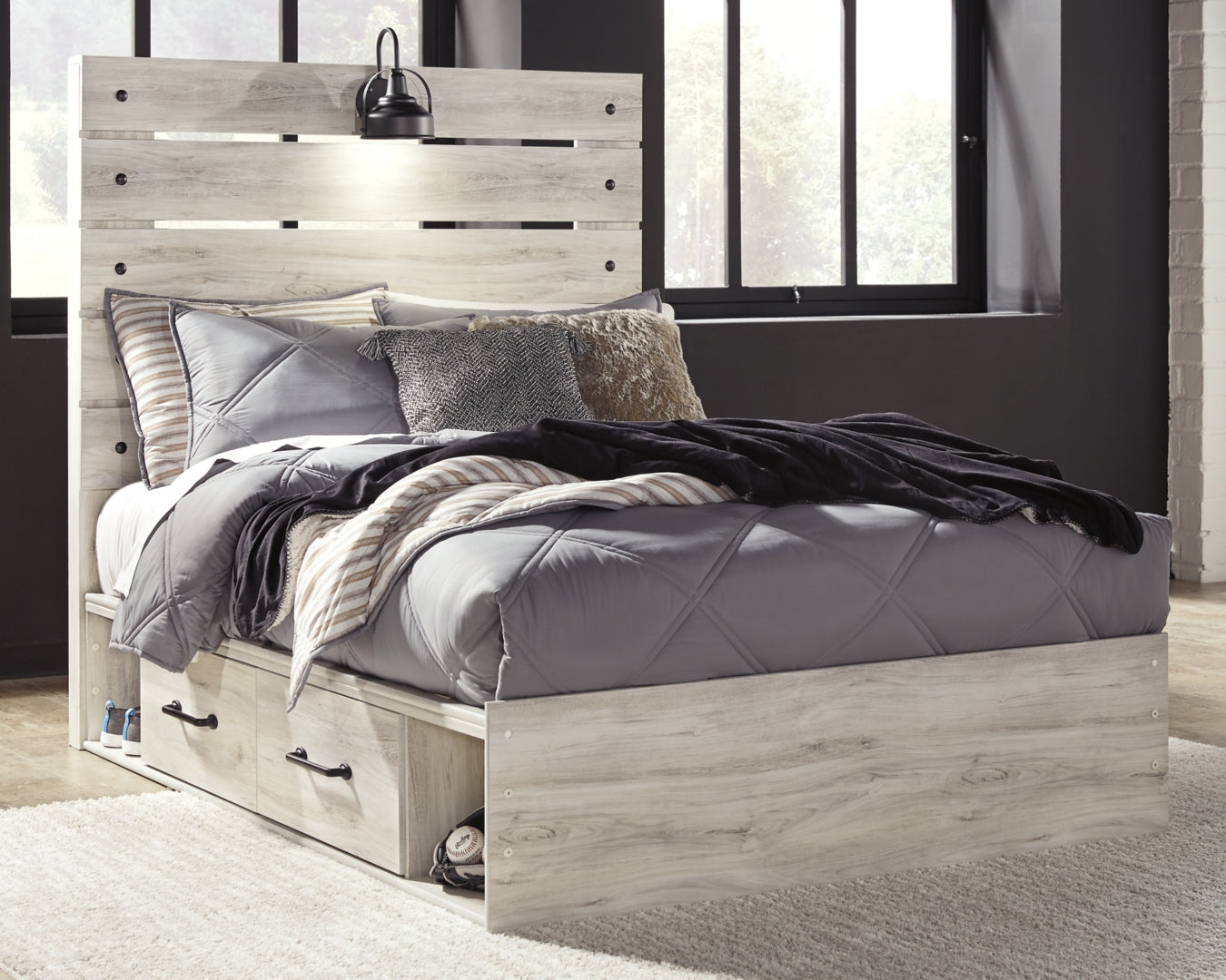 Cambeck Panel Bed with 2 Storage Drawers