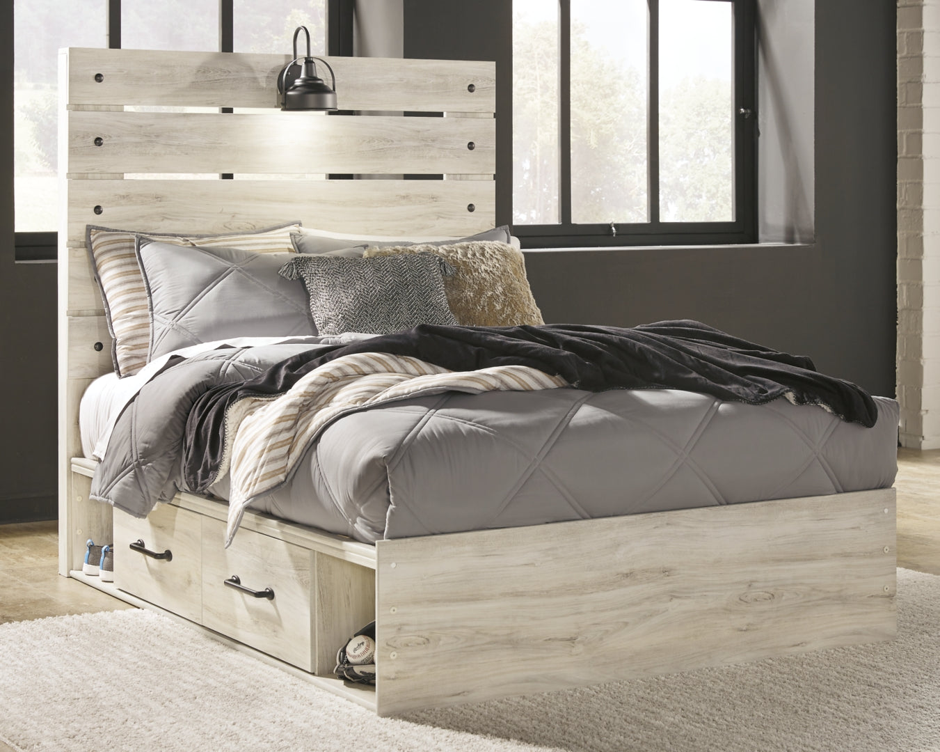 Cambeck Panel Bed with 2 Storage Drawers