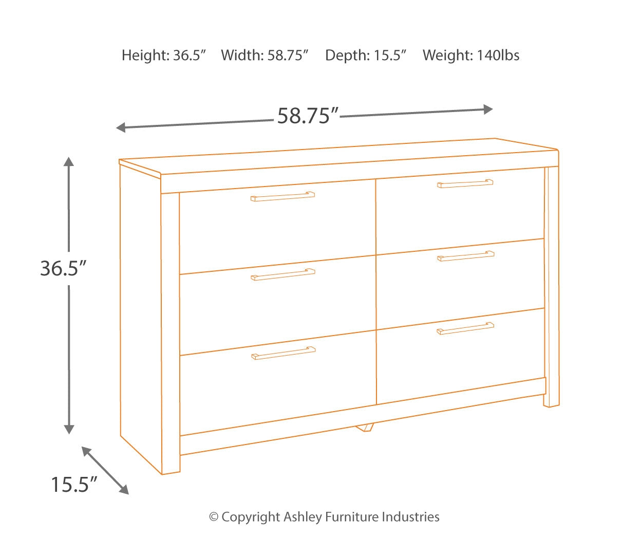 Derekson Six Drawer Dresser