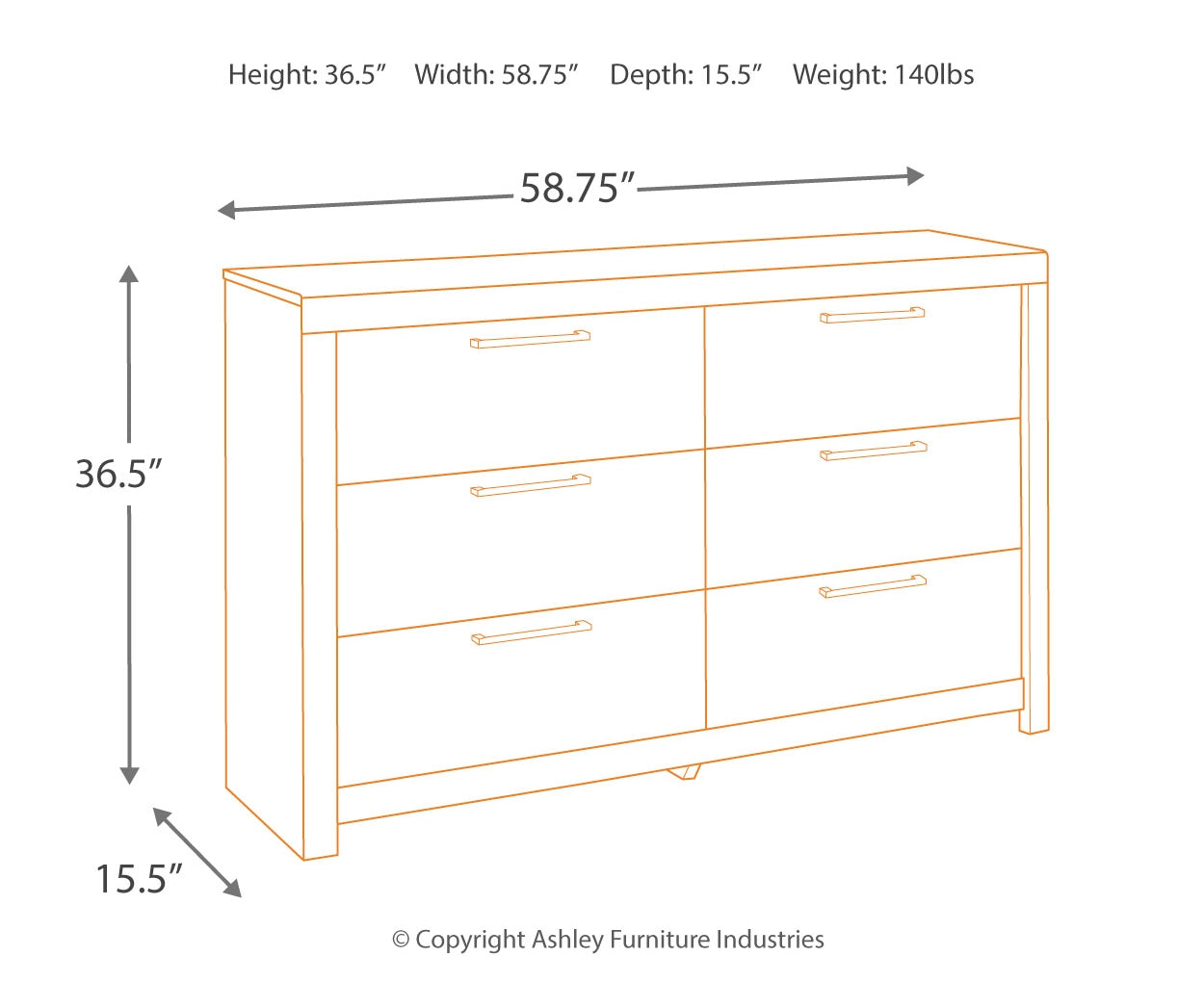 Derekson Six Drawer Dresser