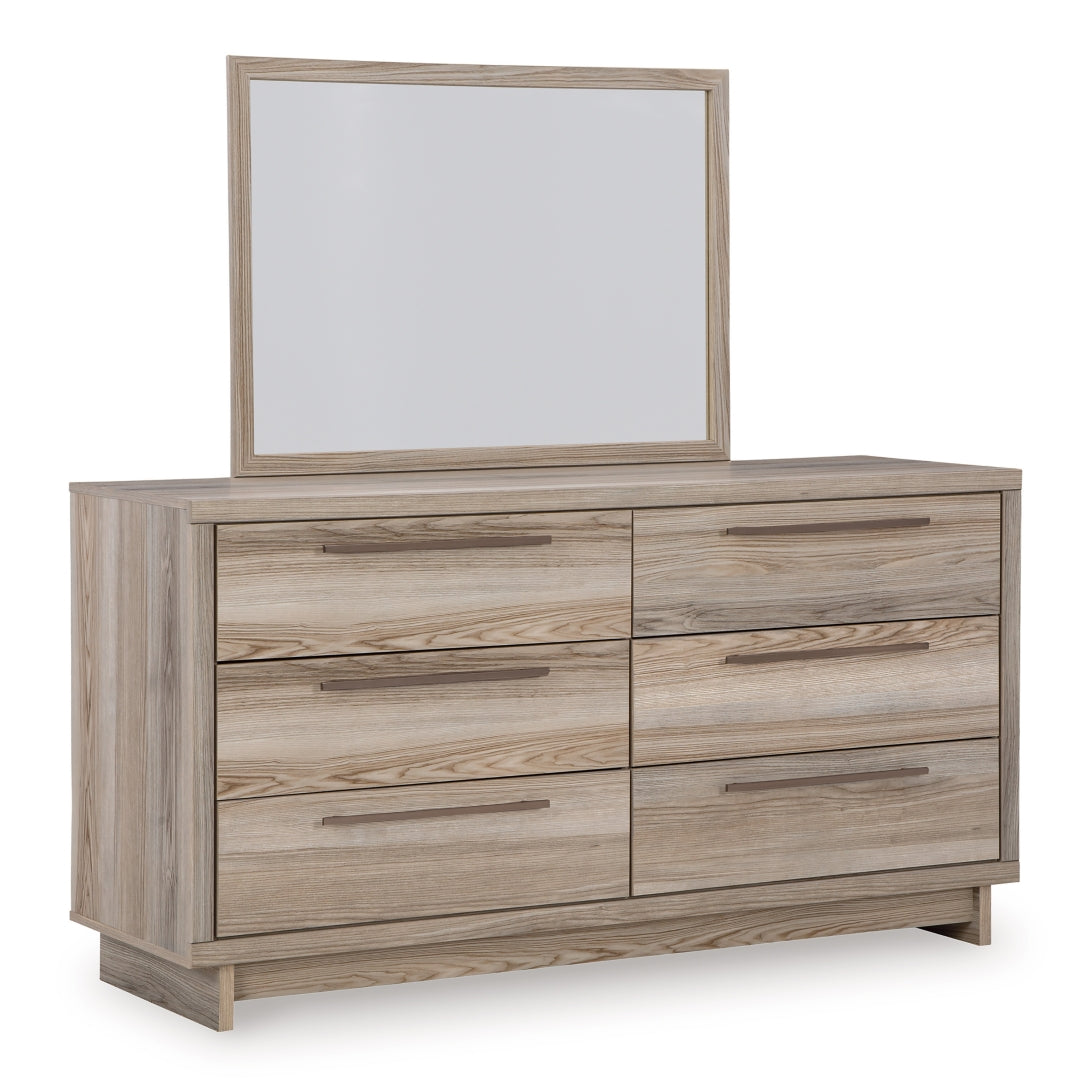 Hasbrick Queen Panel Bed with Mirrored Dresser, Chest and 2 Nightstands