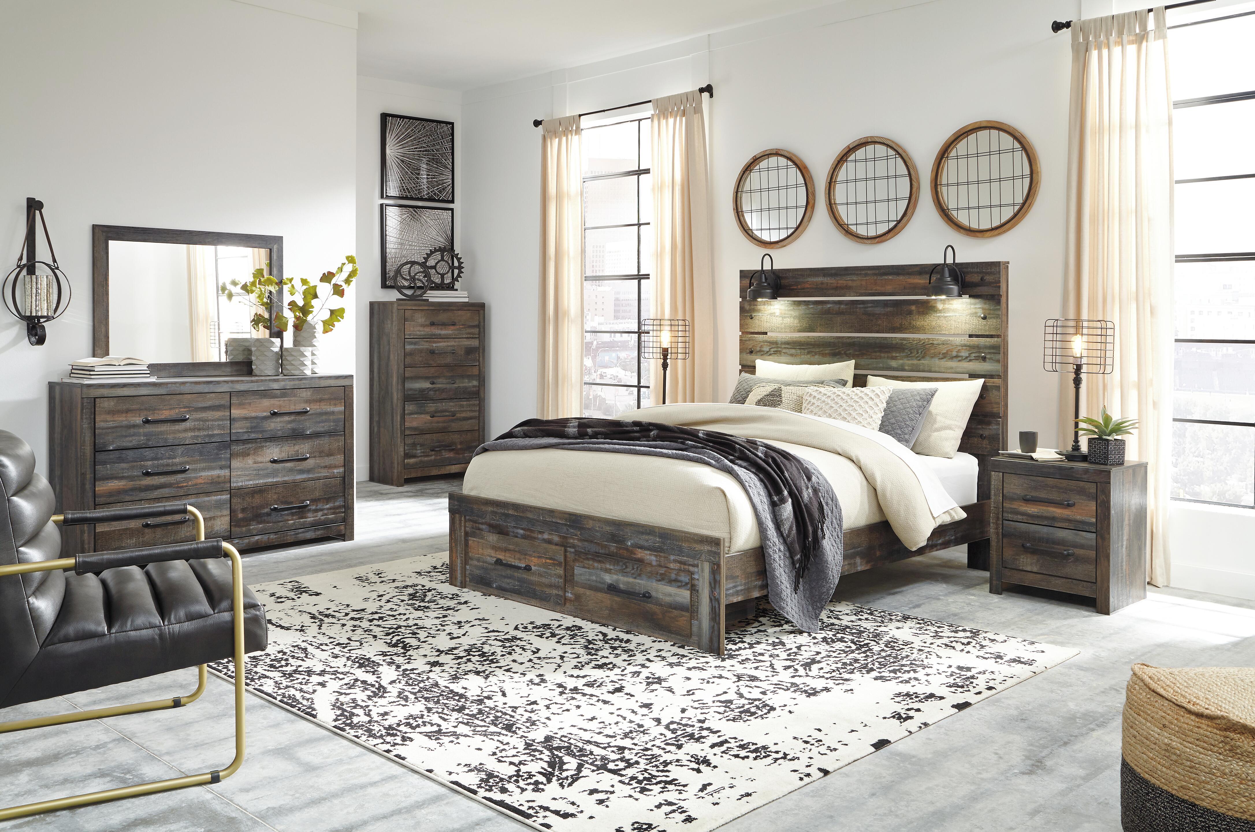 Drystan Panel Bed with 2 Storage Drawers