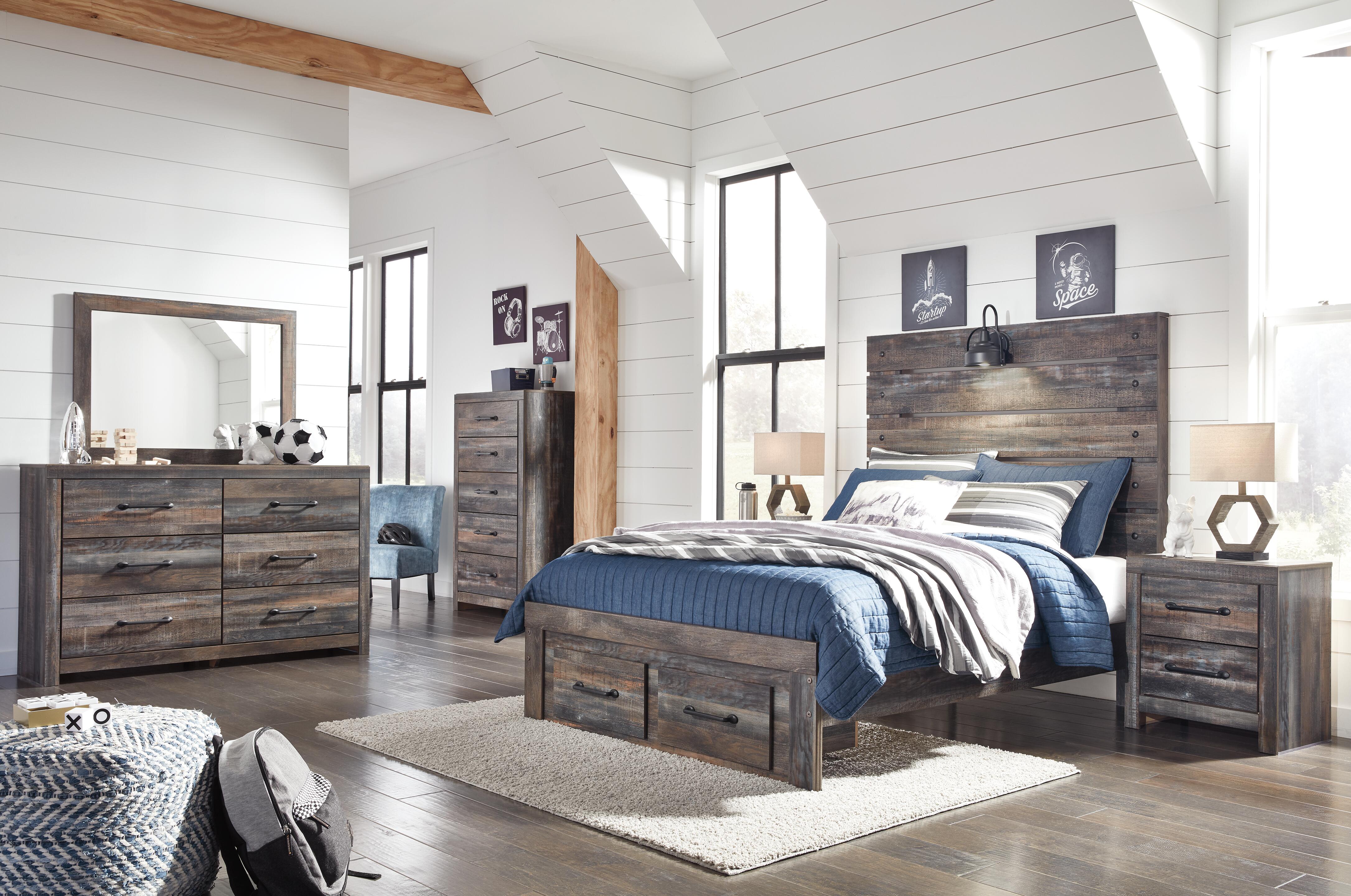 Drystan Panel Bed with 2 Storage Drawers