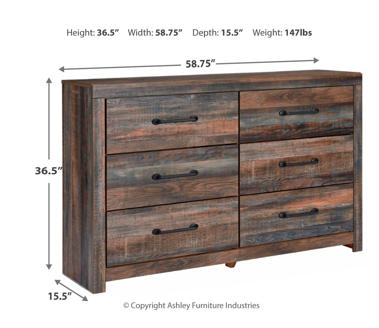 Drystan Six Drawer Dresser