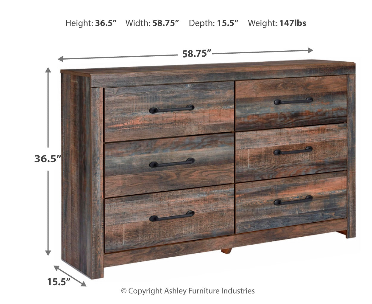 Drystan Six Drawer Dresser