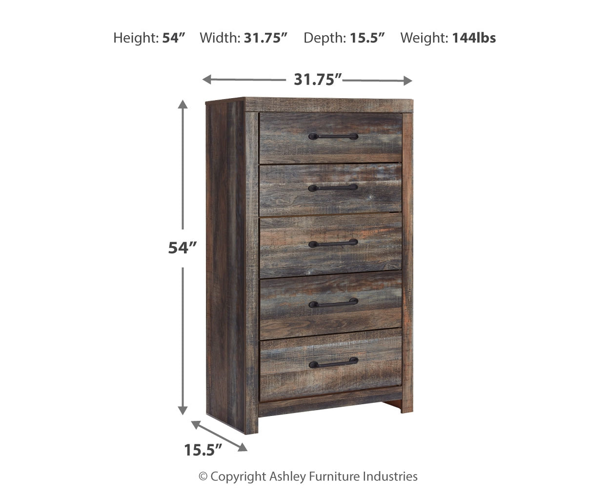 Drystan Five Drawer Chest