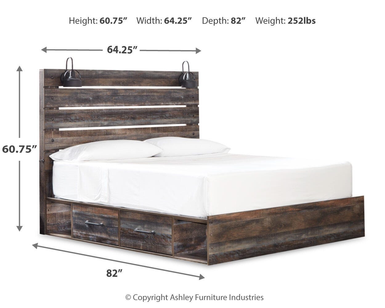Drystan Panel Bed with 2 Storage Drawers