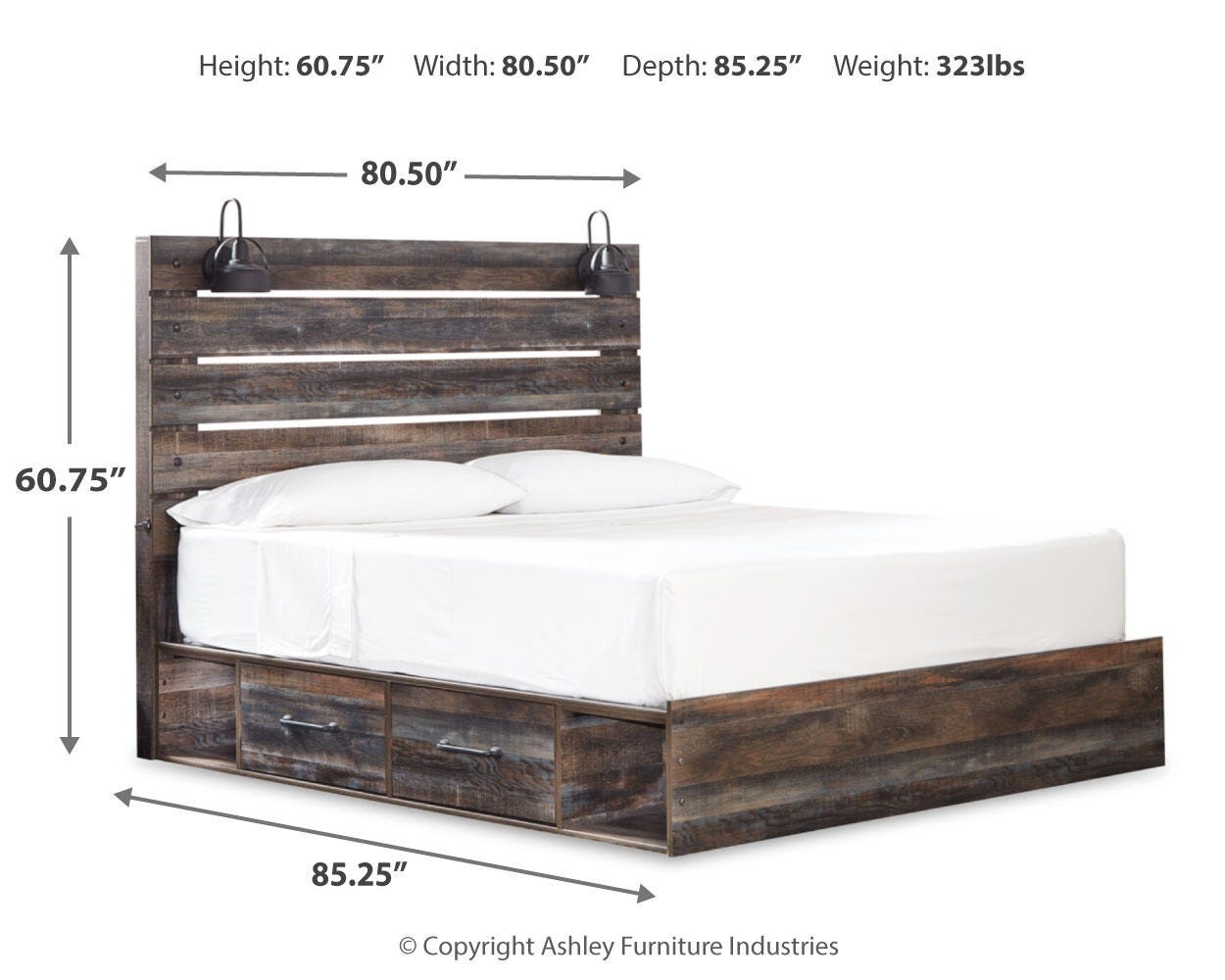 Drystan Panel Bed with 4 Storage Drawers