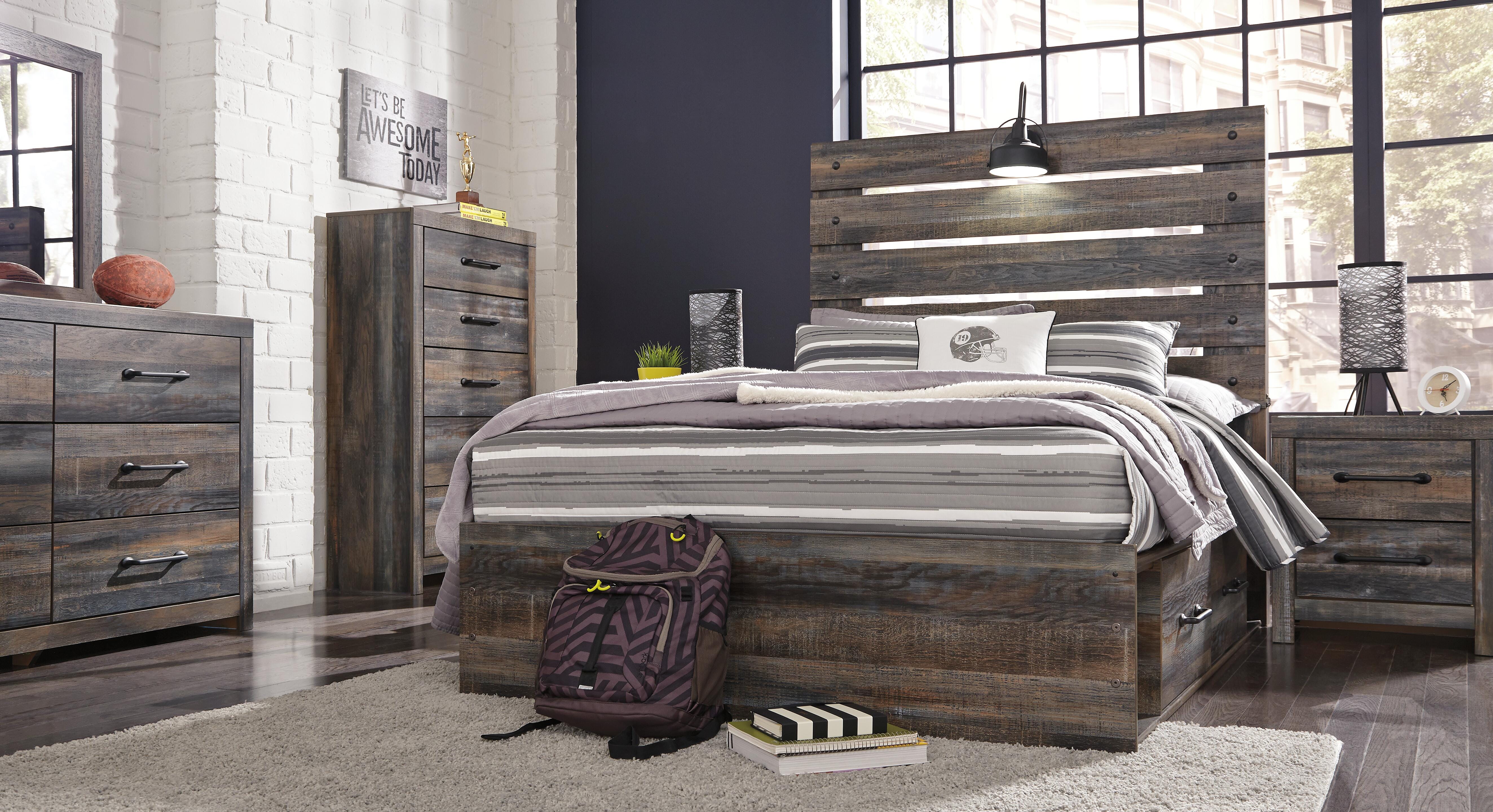 Drystan Panel Bed with 4 Storage Drawers