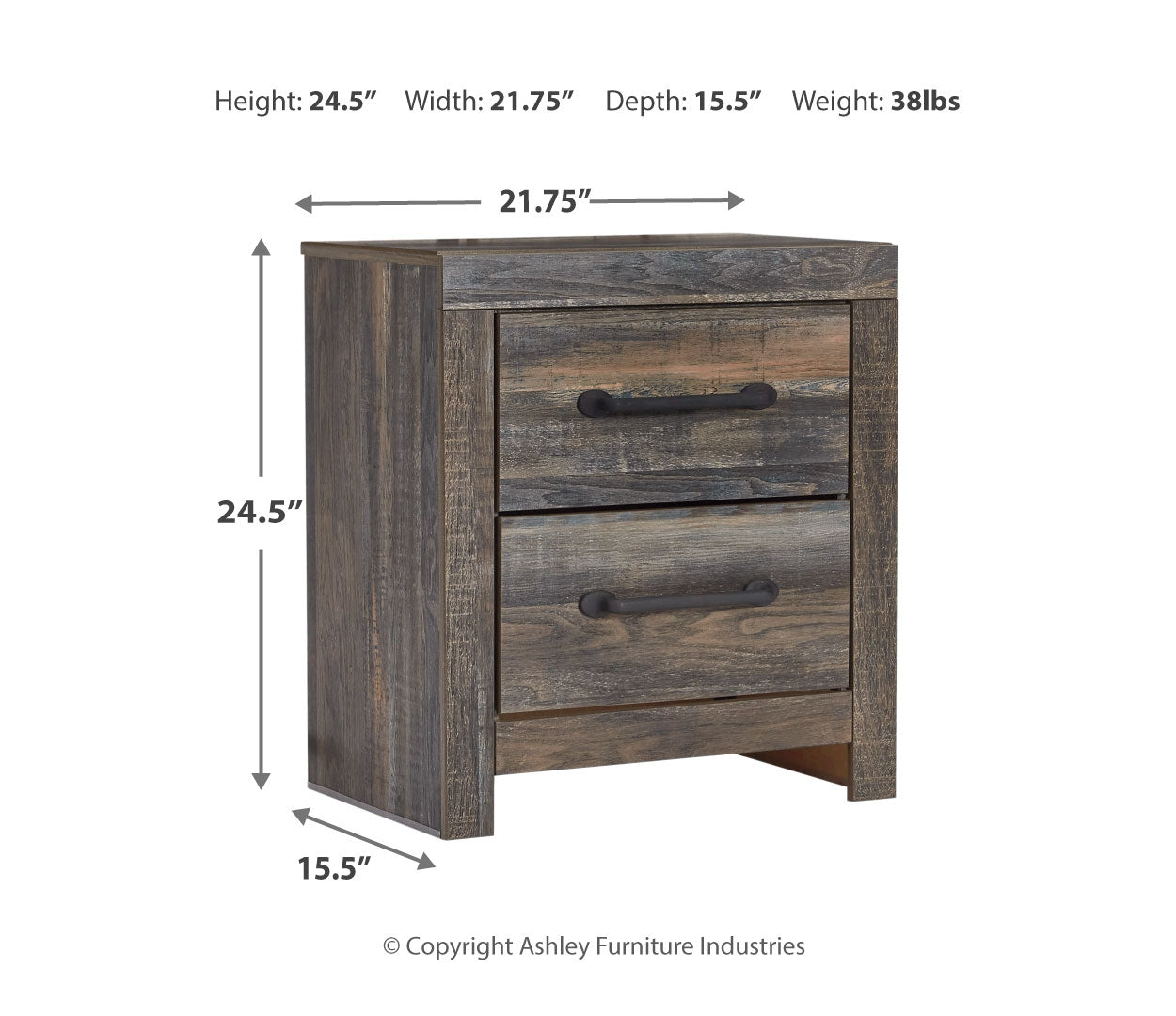 Drystan Two Drawer Night Stand