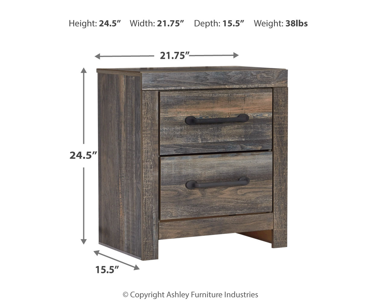 Drystan Two Drawer Night Stand