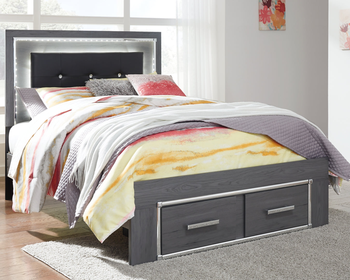 Lodanna Panel Bed with 2 Storage Drawers