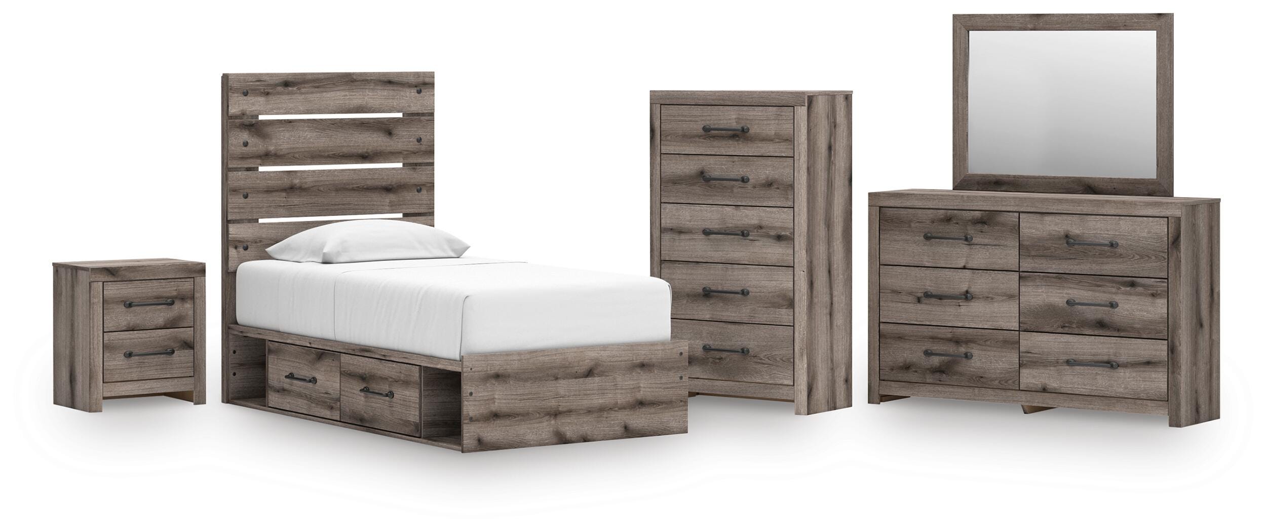 Graystorm Panel Storage Bed Bedroom Set