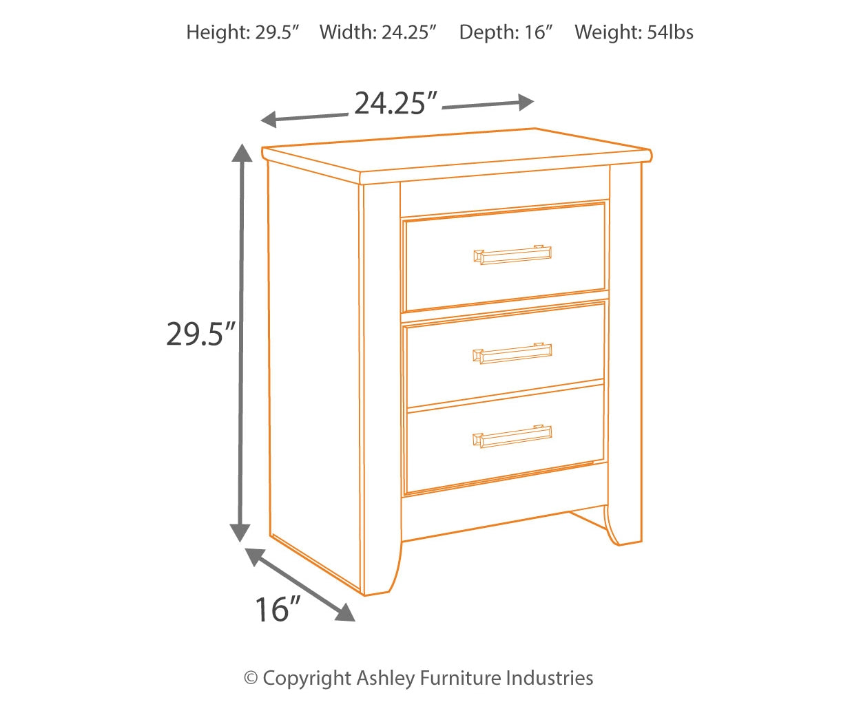 Brinxton Two Drawer Night Stand