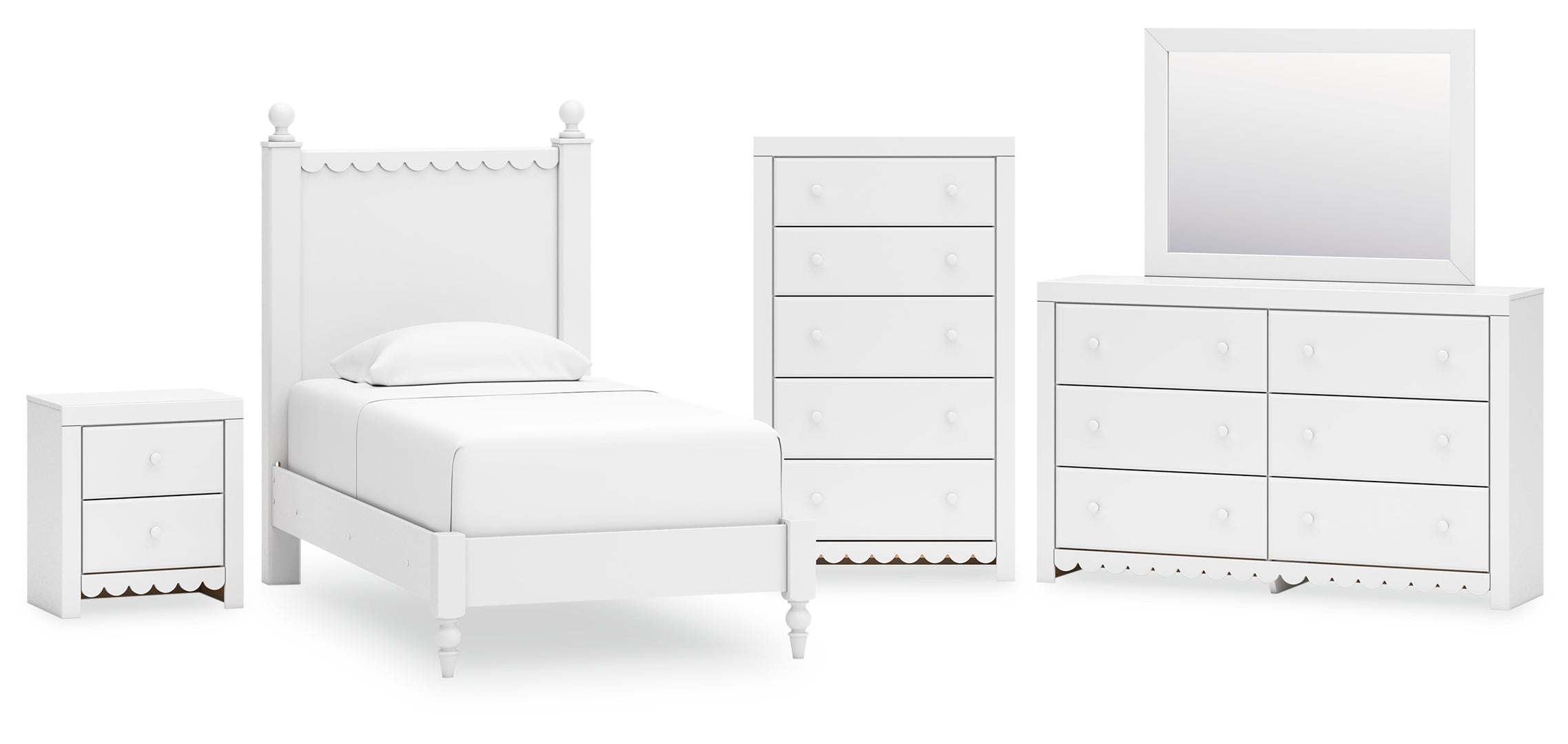 Mollviney White Panel Bedroom Set