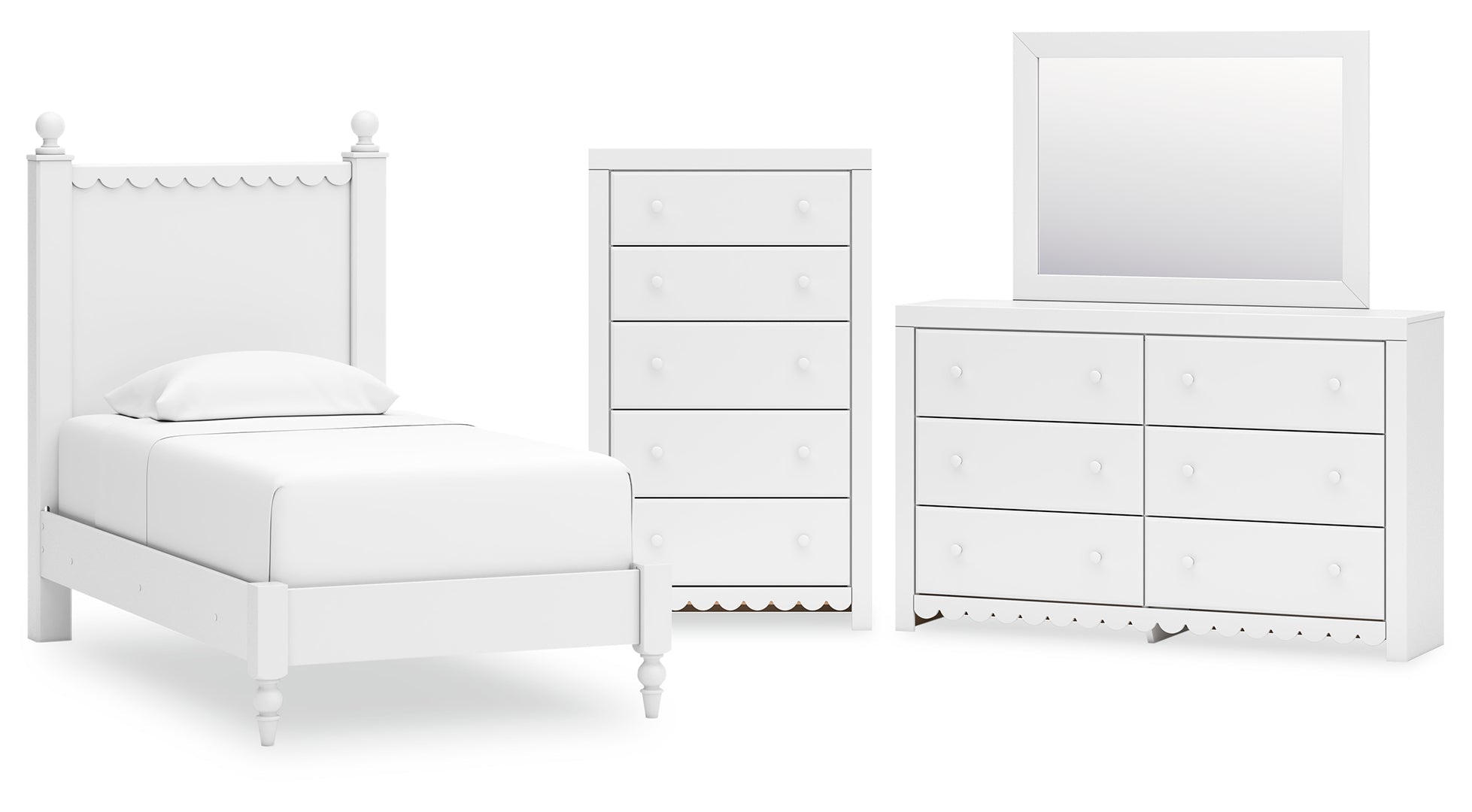 Mollviney White Panel Bedroom Set