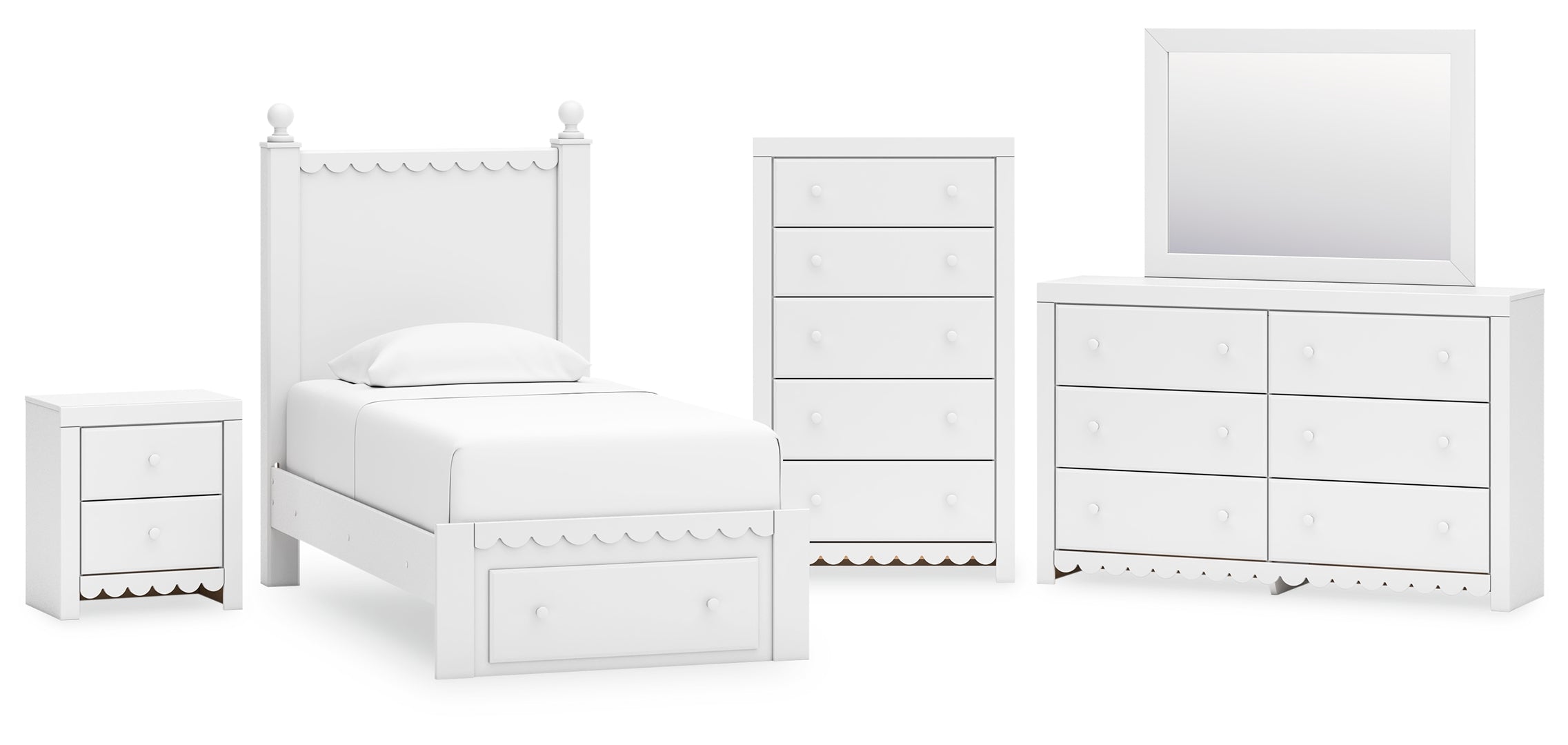 Mollviney White Panel Bedroom Set