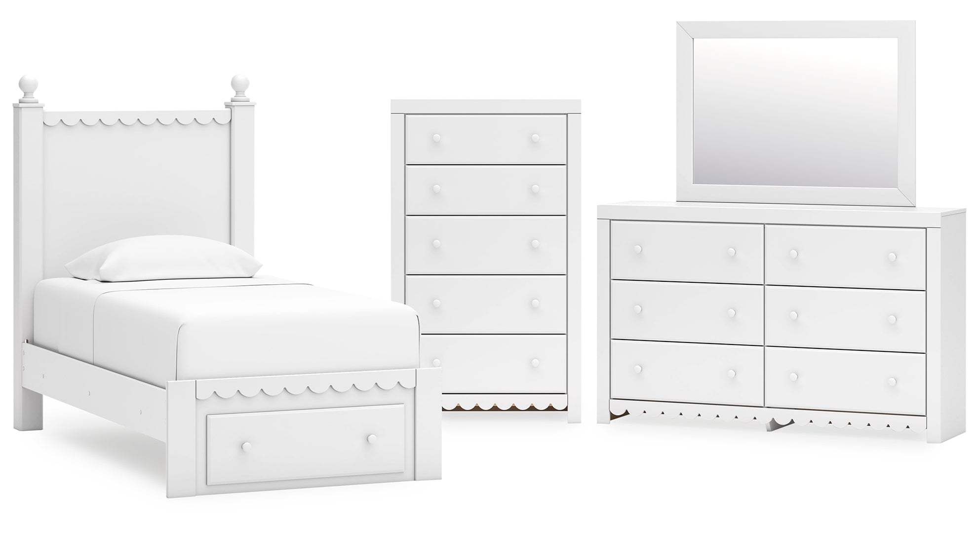 Mollviney White Panel Bedroom Set