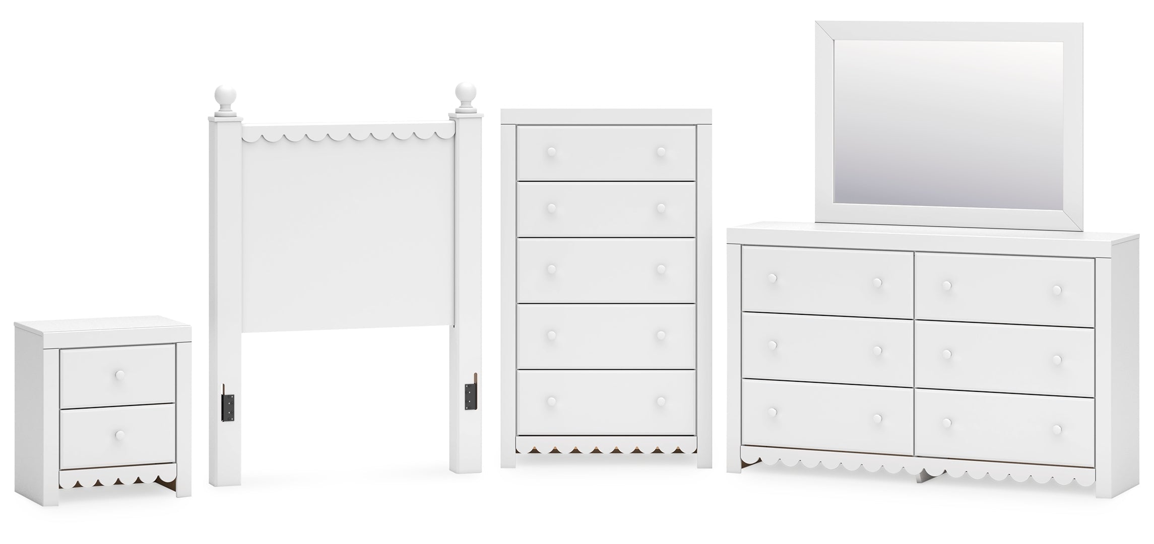 Mollviney White Panel Bedroom Set