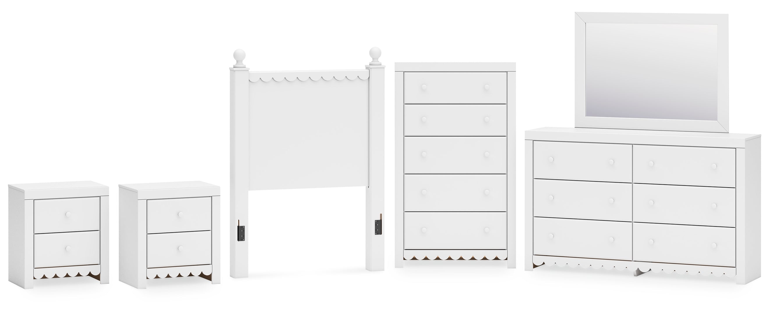 Mollviney White Panel Bedroom Set