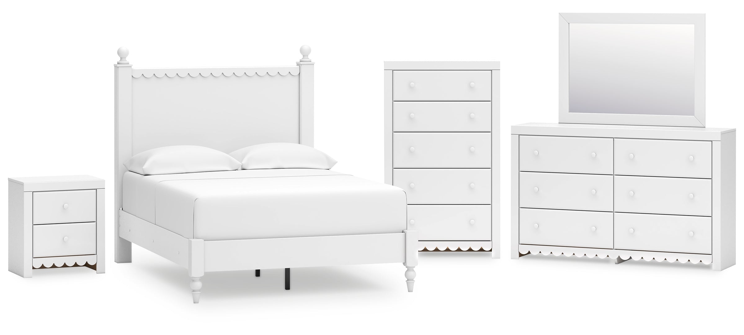 Mollviney White Panel Bedroom Set