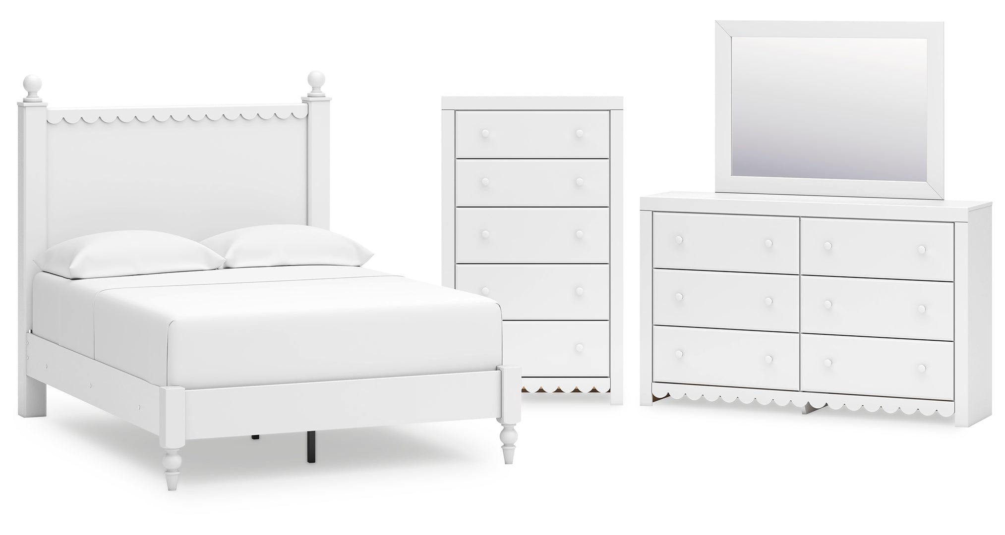 Mollviney White Panel Bedroom Set