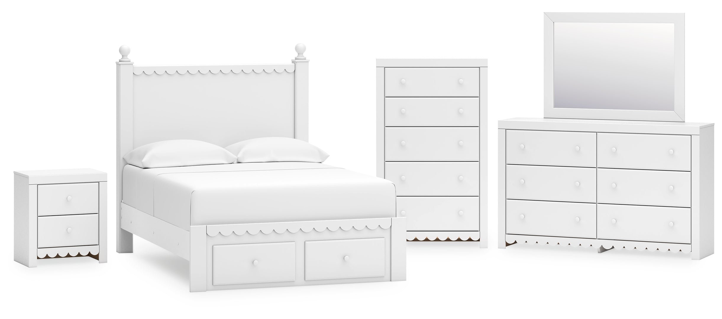 Mollviney White Panel Bedroom Set