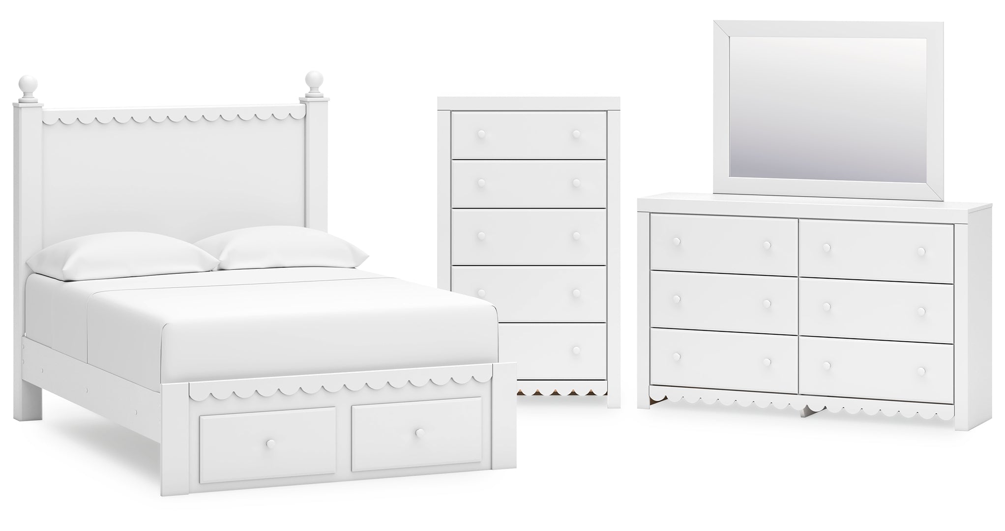 Mollviney White Panel Bedroom Set