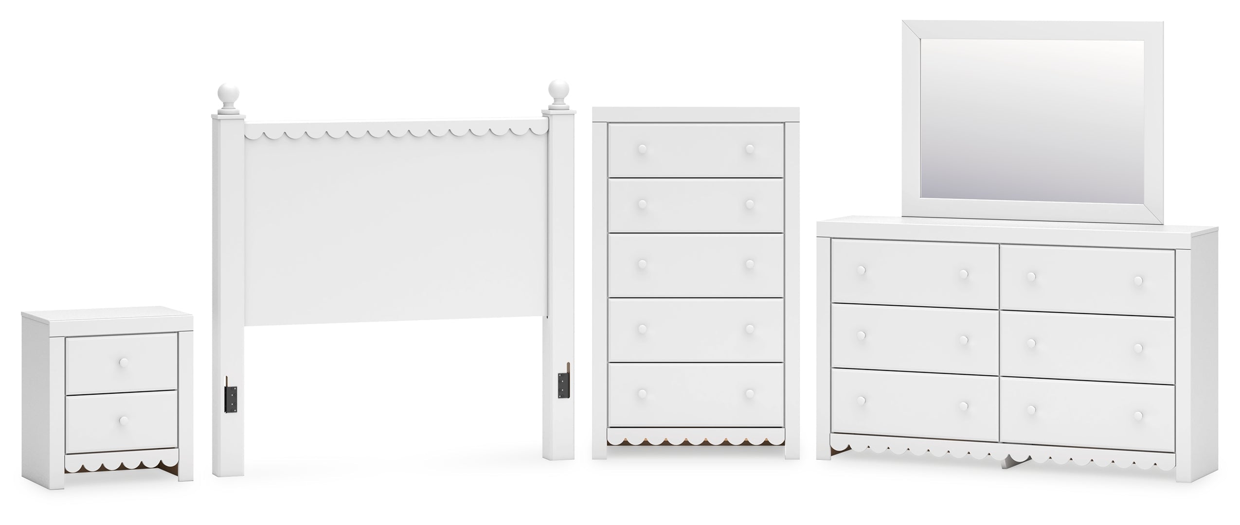 Mollviney White Panel Bedroom Set