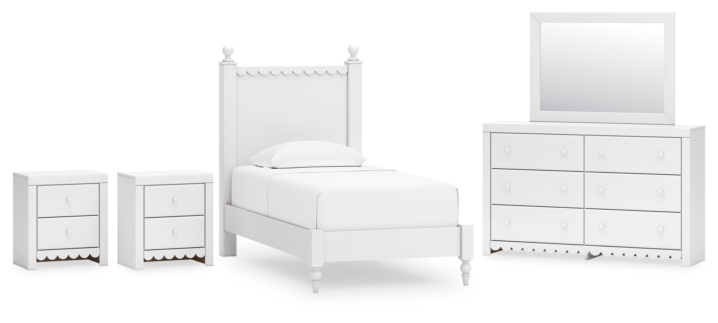 Mollviney White Panel Bedroom Set