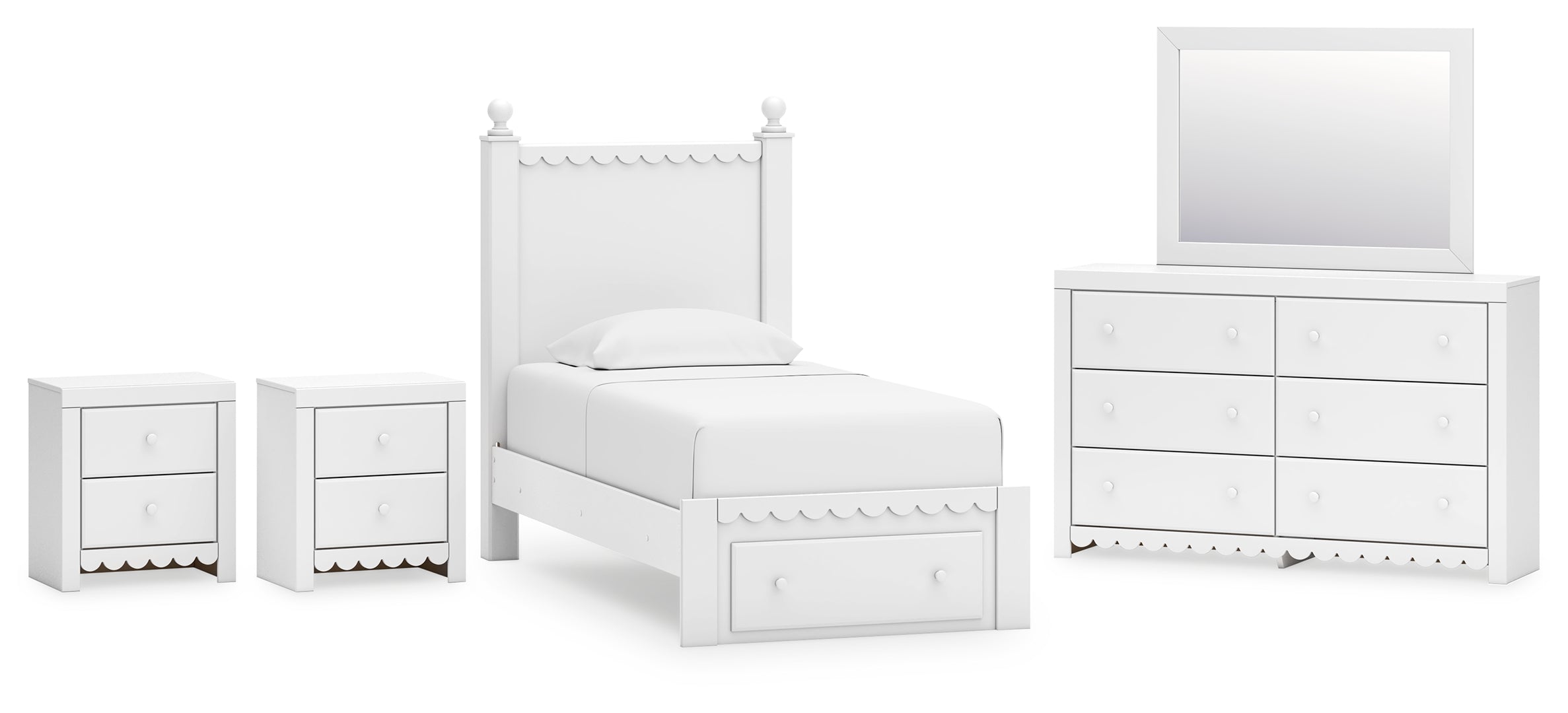 Mollviney White Panel Bedroom Set