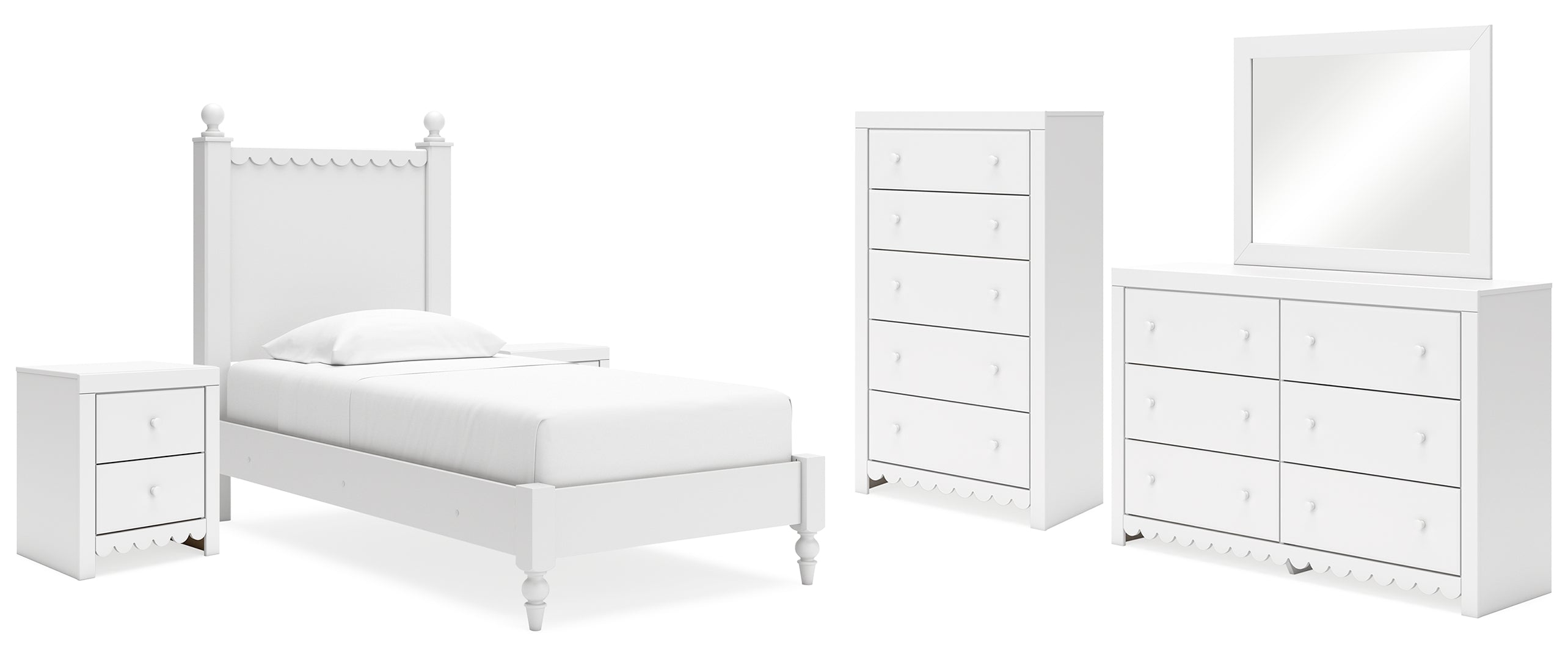 Mollviney White Panel Bedroom Set