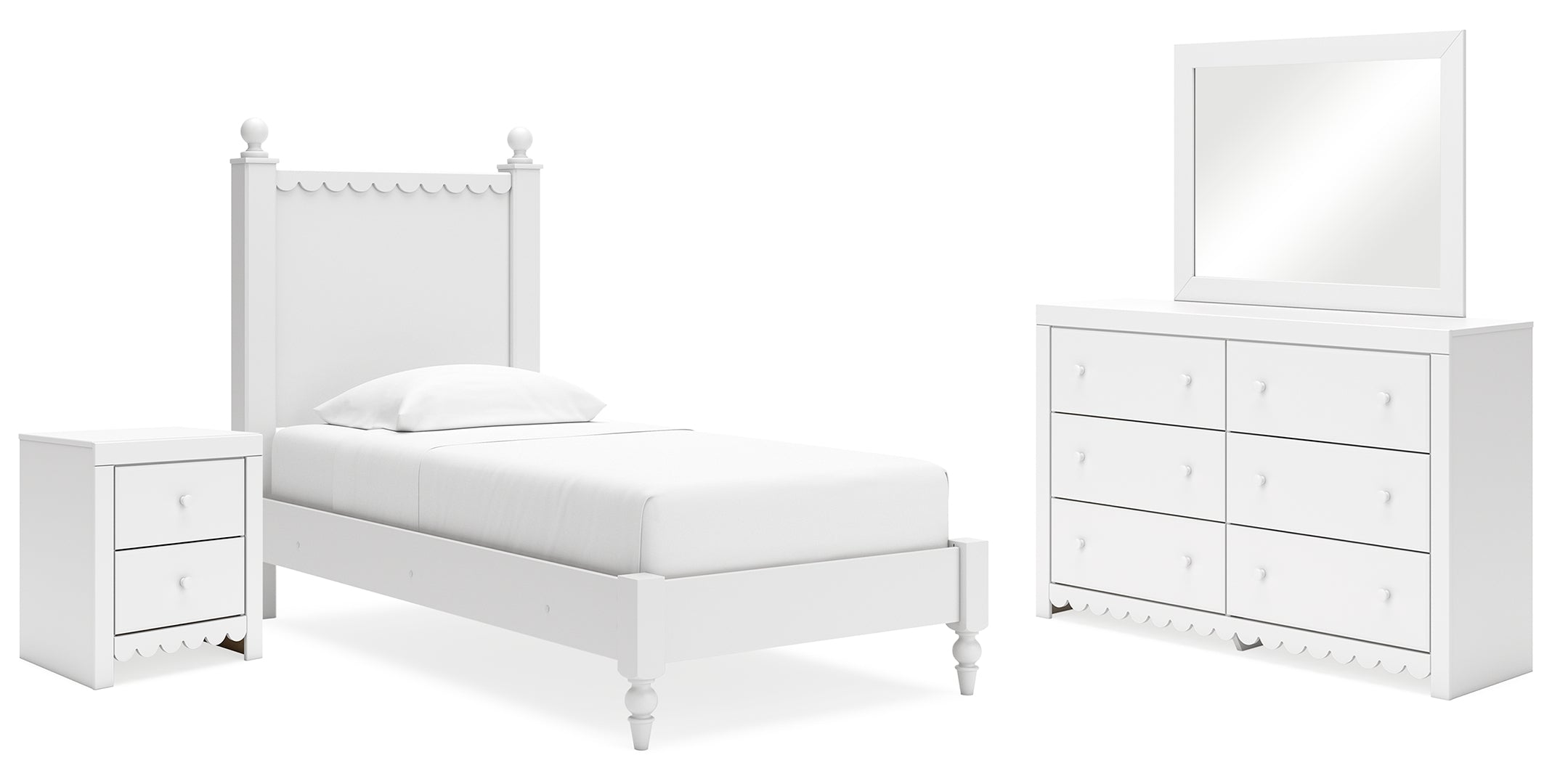 Mollviney White Panel Bedroom Set