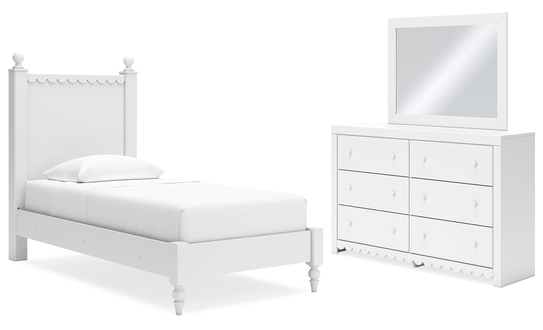 Mollviney White Panel Bedroom Set