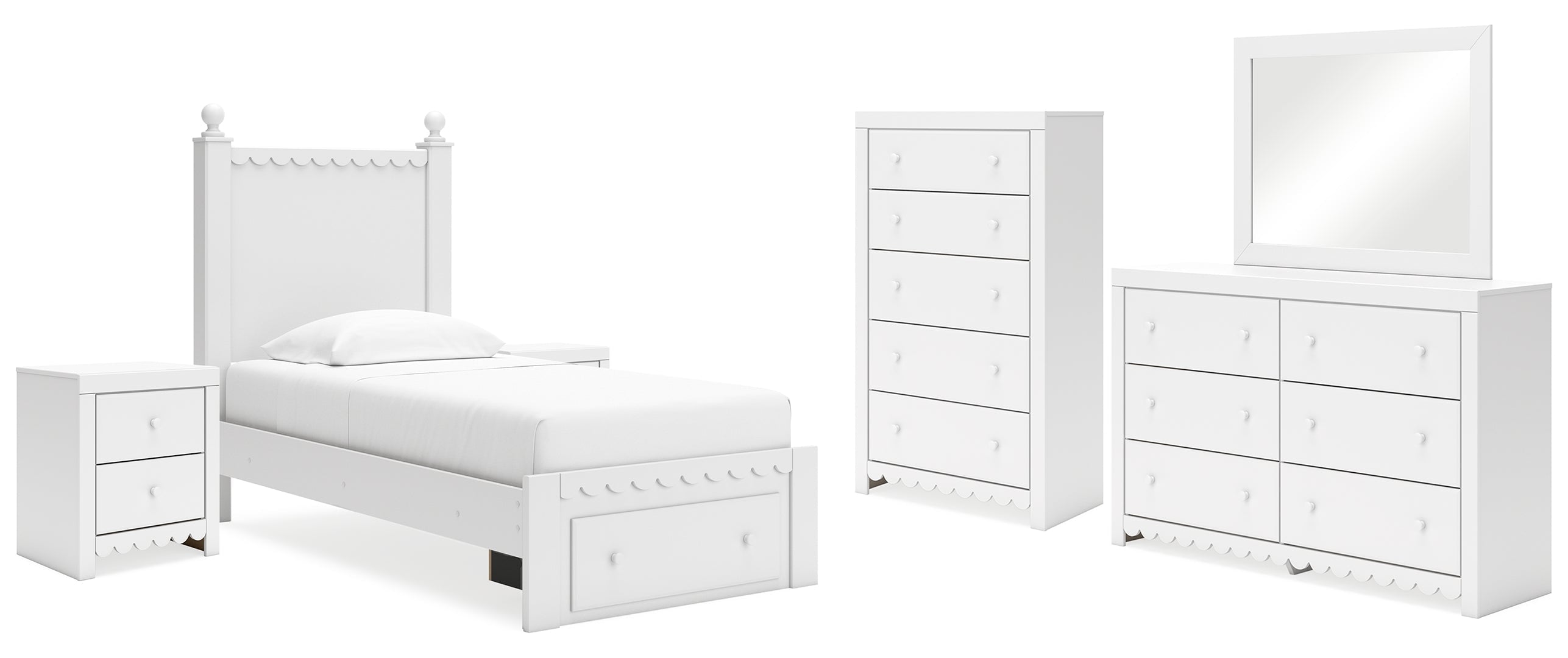 Mollviney White Panel Bedroom Set