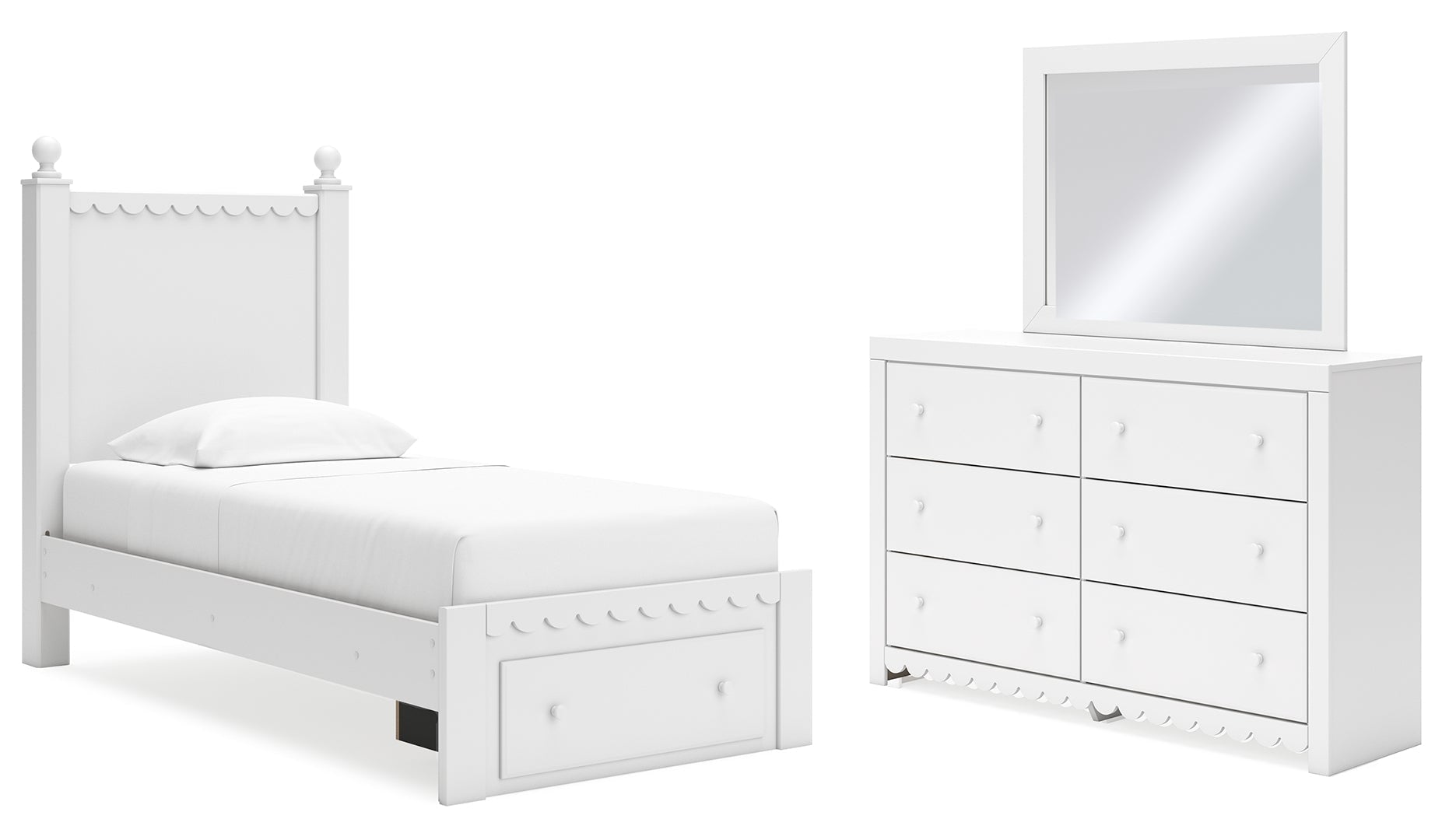 Mollviney White Panel Bedroom Set