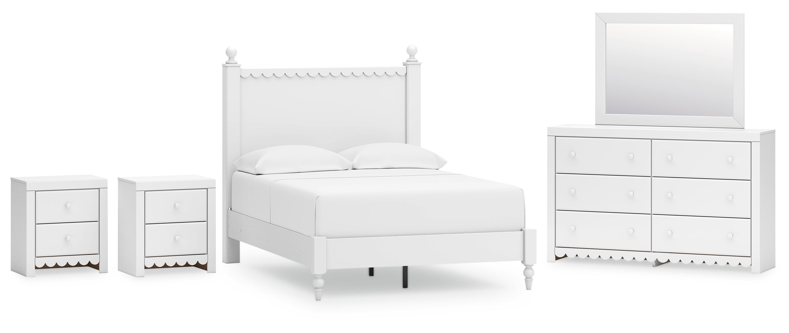 Mollviney White Panel Bedroom Set