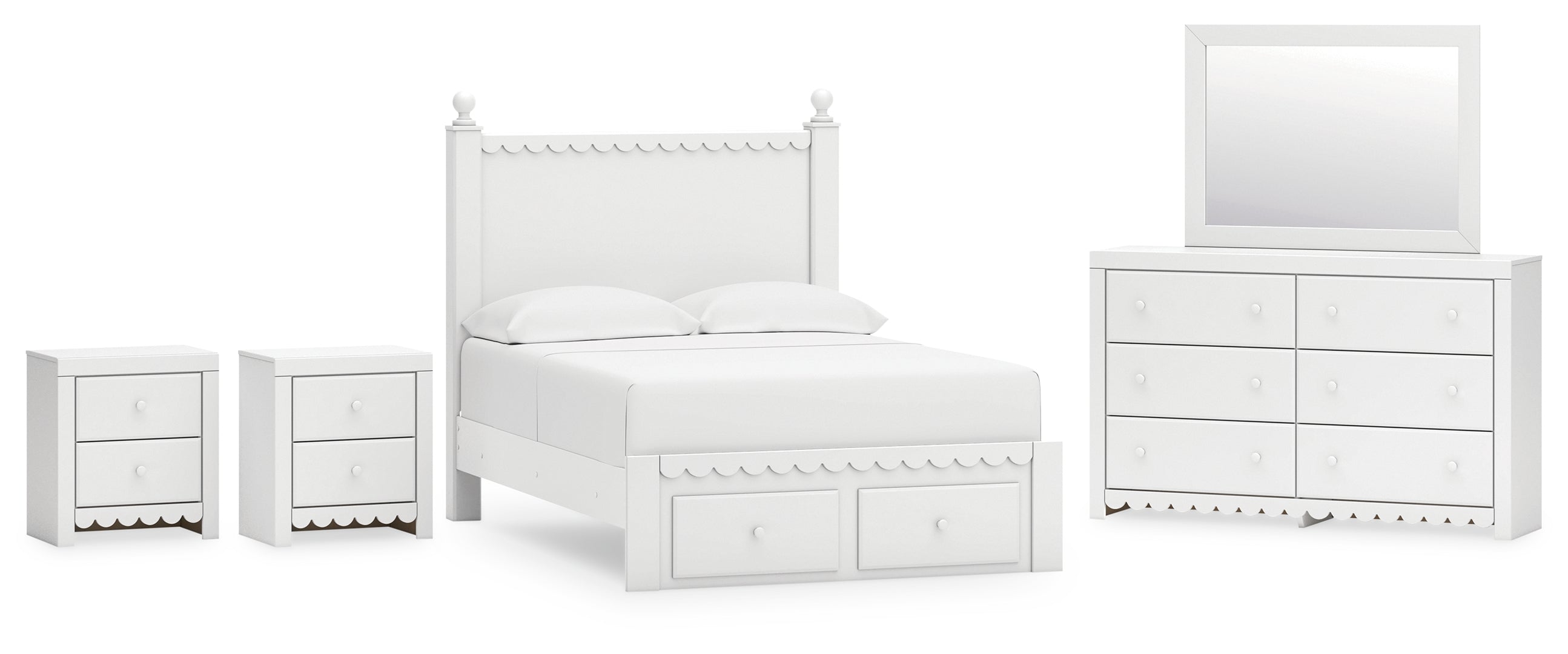 Mollviney White Panel Bedroom Set